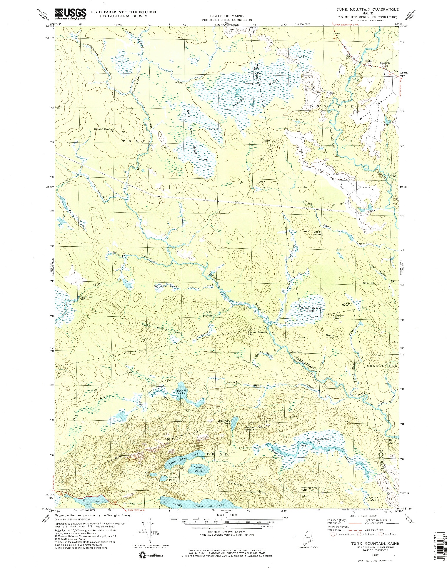 USGS 1:24000-SCALE QUADRANGLE FOR TUNK MOUNTAIN, ME 1982