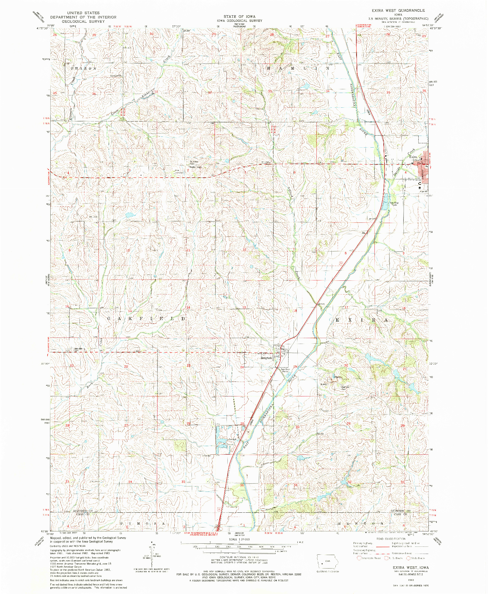 USGS 1:24000-SCALE QUADRANGLE FOR EXIRA WEST, IA 1983