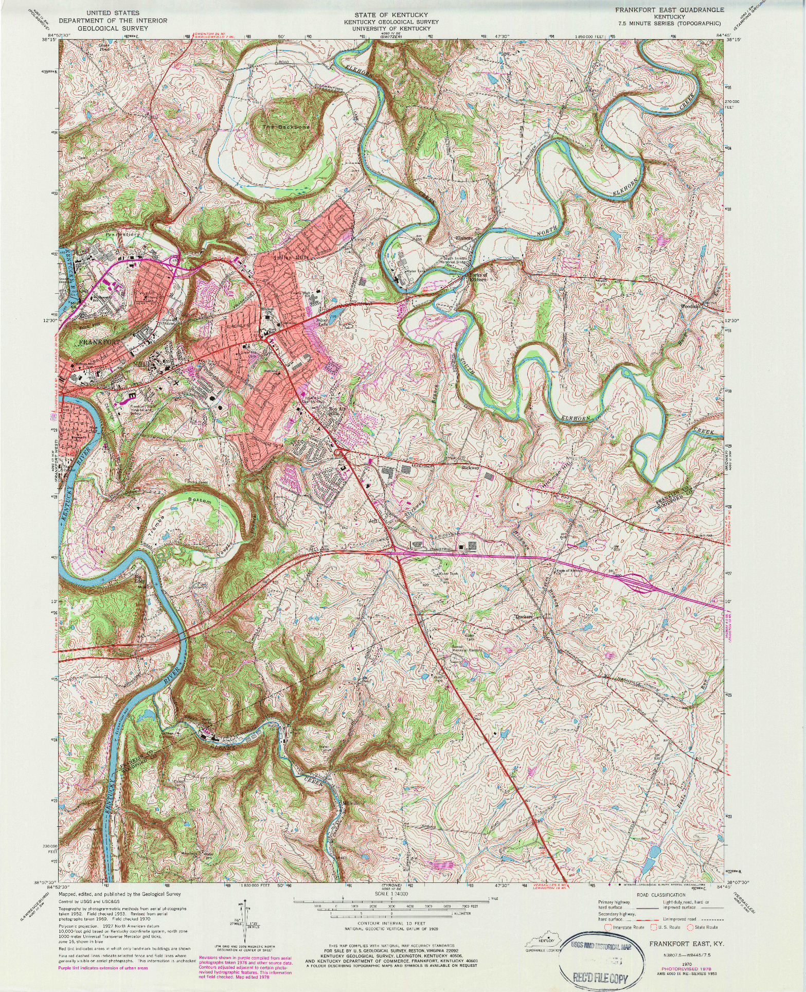 USGS 1:24000-SCALE QUADRANGLE FOR FRANKFORT EAST, KY 1970