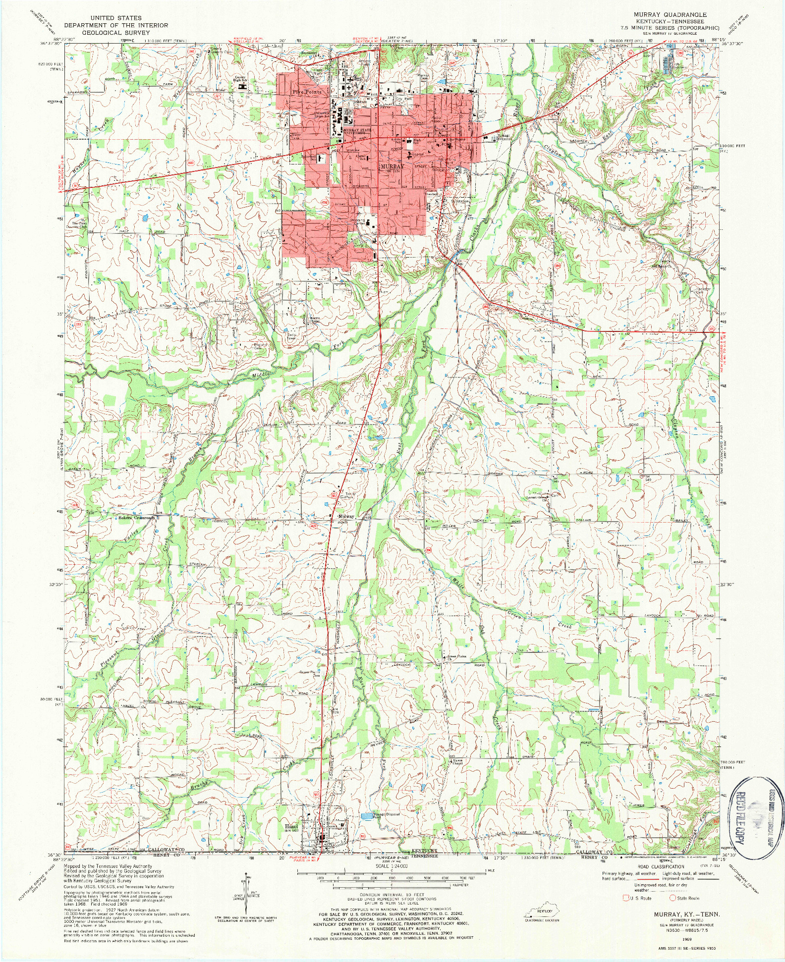 USGS 1:24000-SCALE QUADRANGLE FOR MURRAY, KY 1969