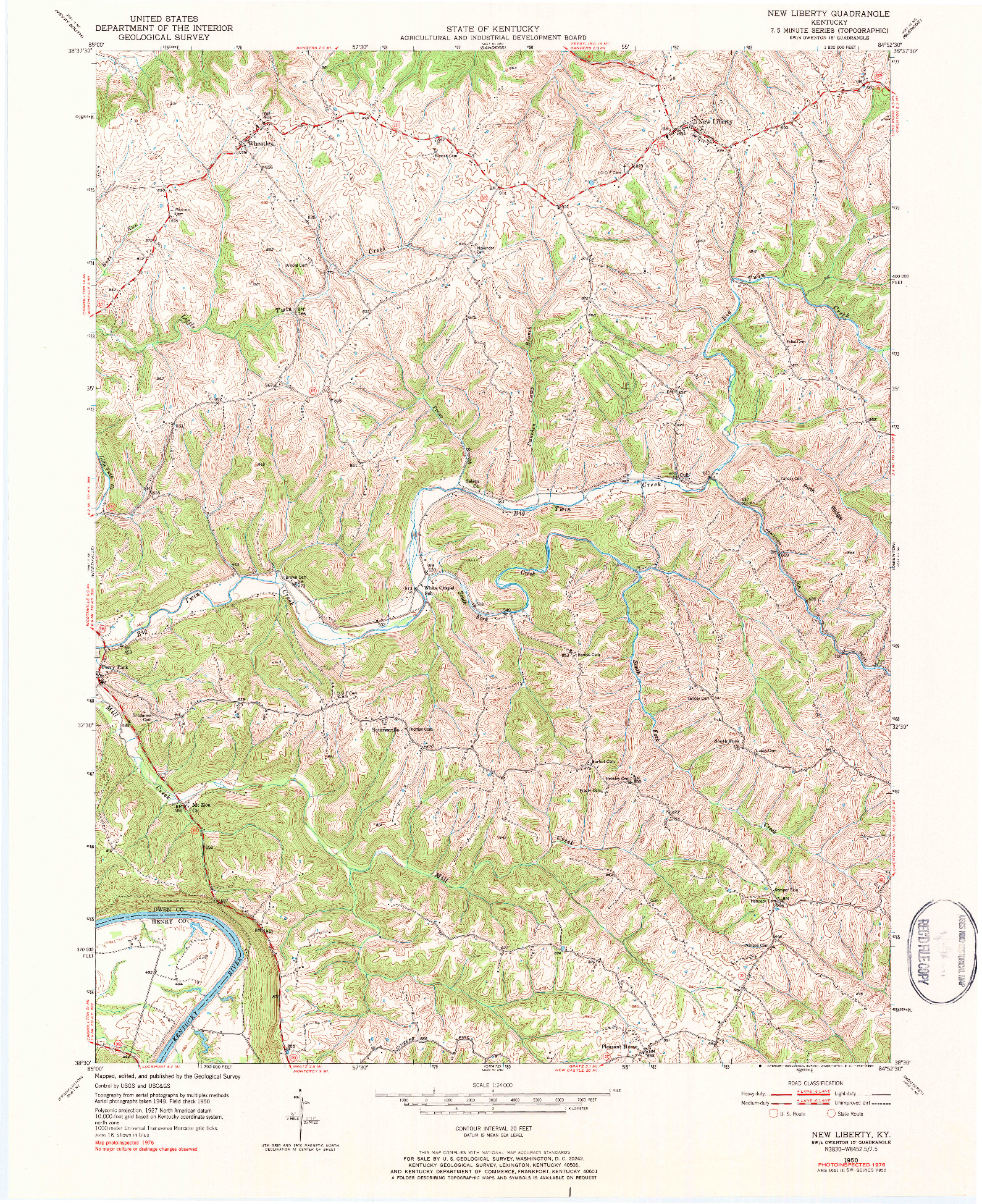 USGS 1:24000-SCALE QUADRANGLE FOR NEW LIBERTY, KY 1950