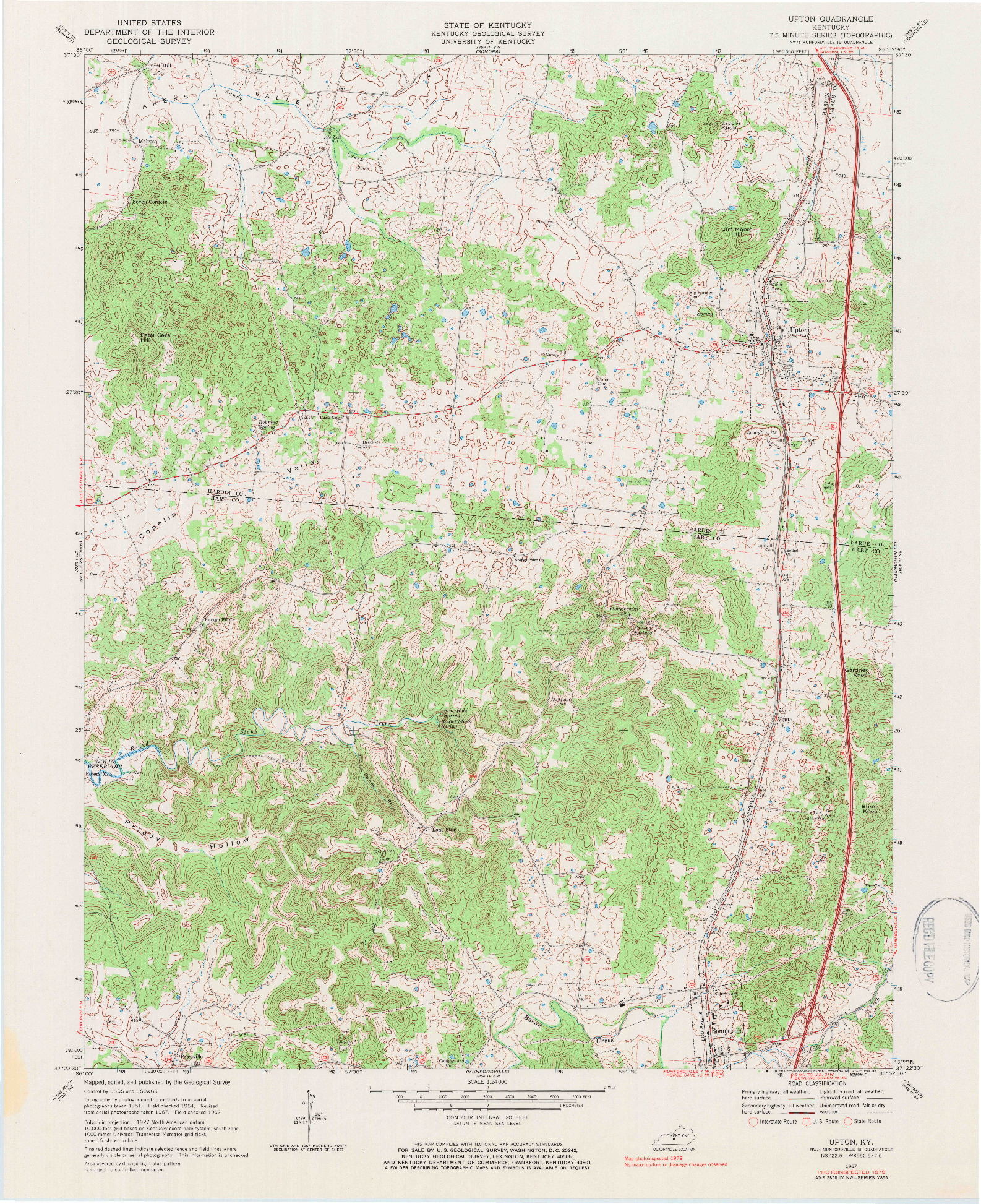 USGS 1:24000-SCALE QUADRANGLE FOR UPTON, KY 1979