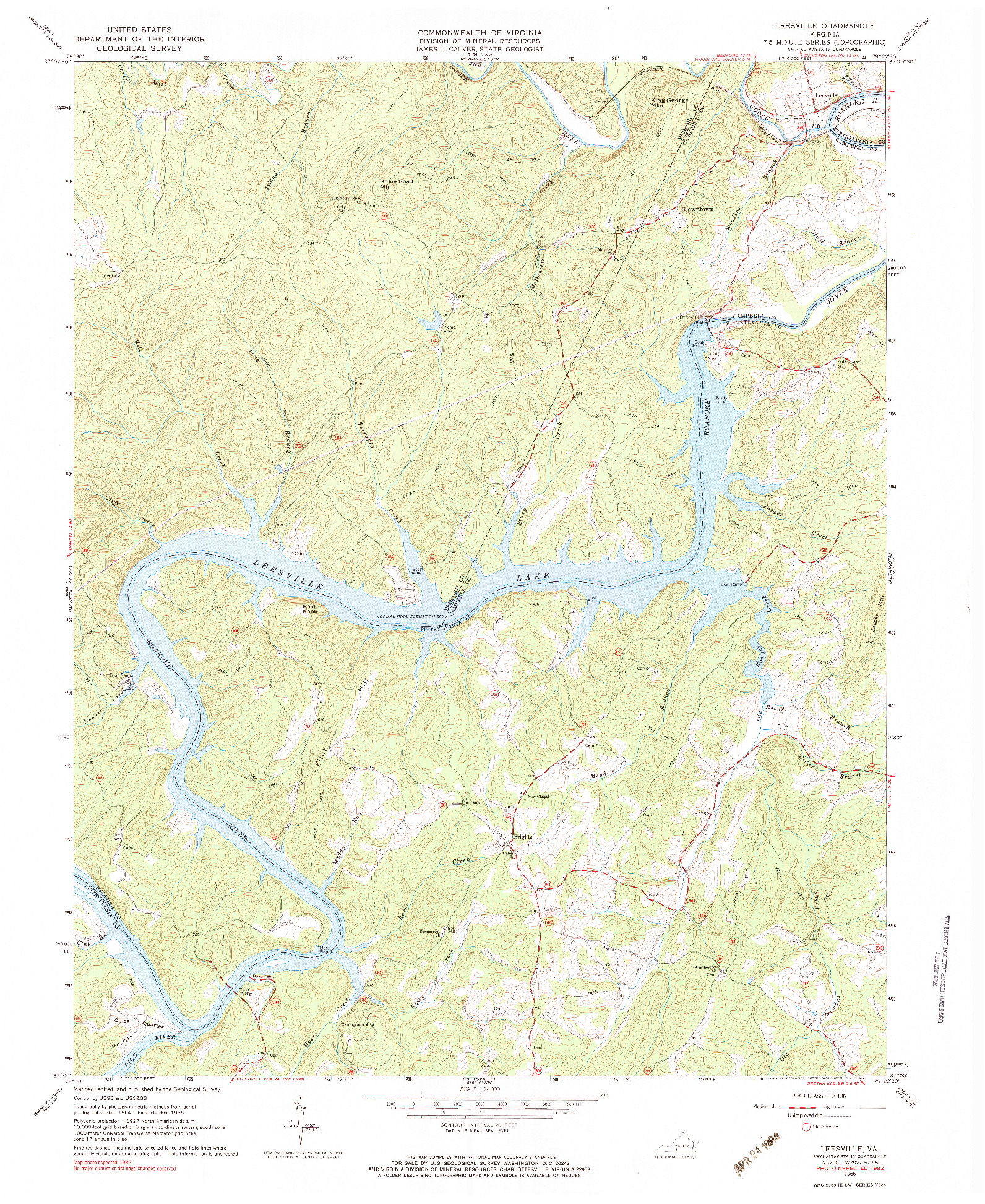 USGS 1:24000-SCALE QUADRANGLE FOR LEESVILLE, VA 1966