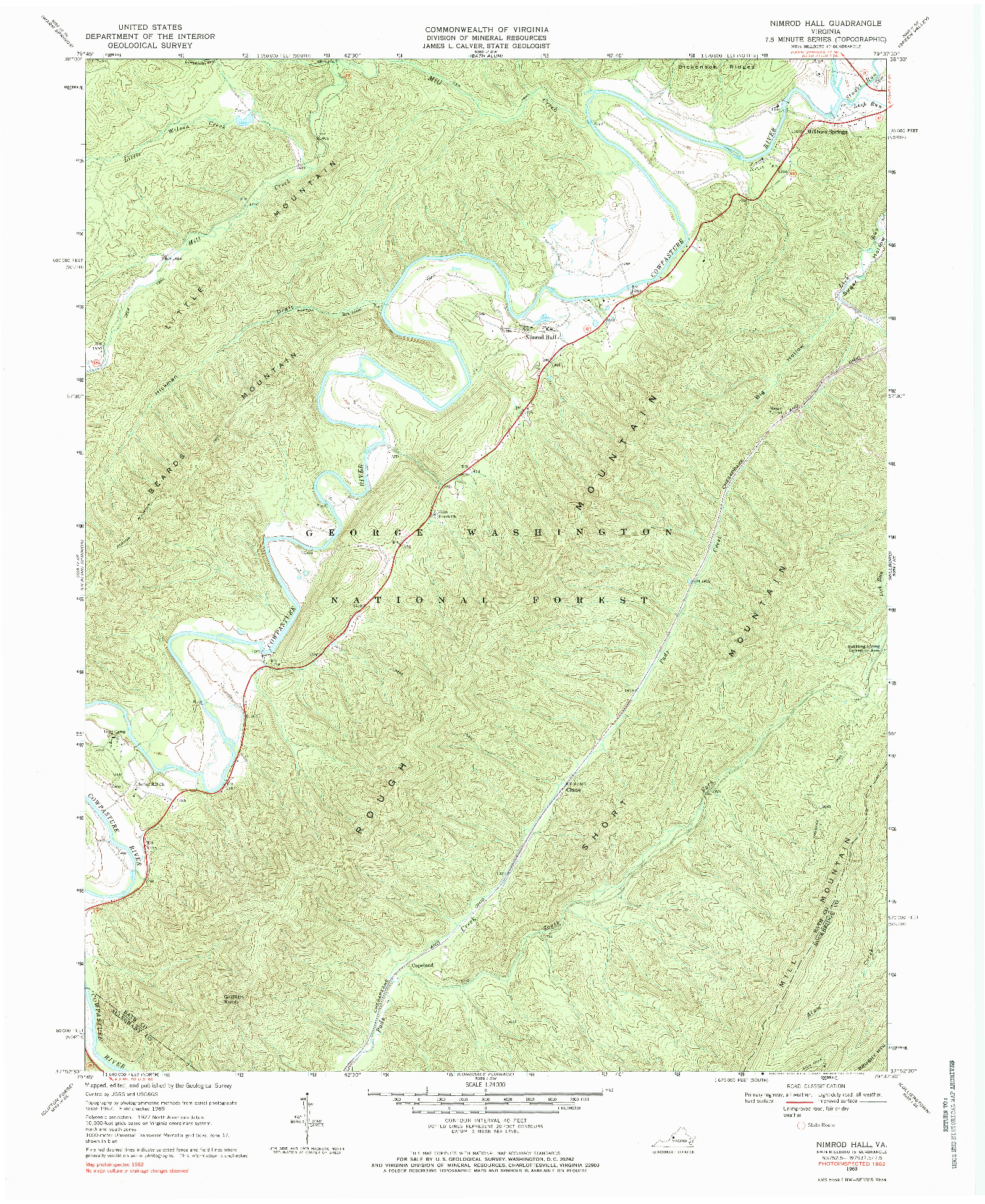 USGS 1:24000-SCALE QUADRANGLE FOR NIMROD HALL, VA 1969