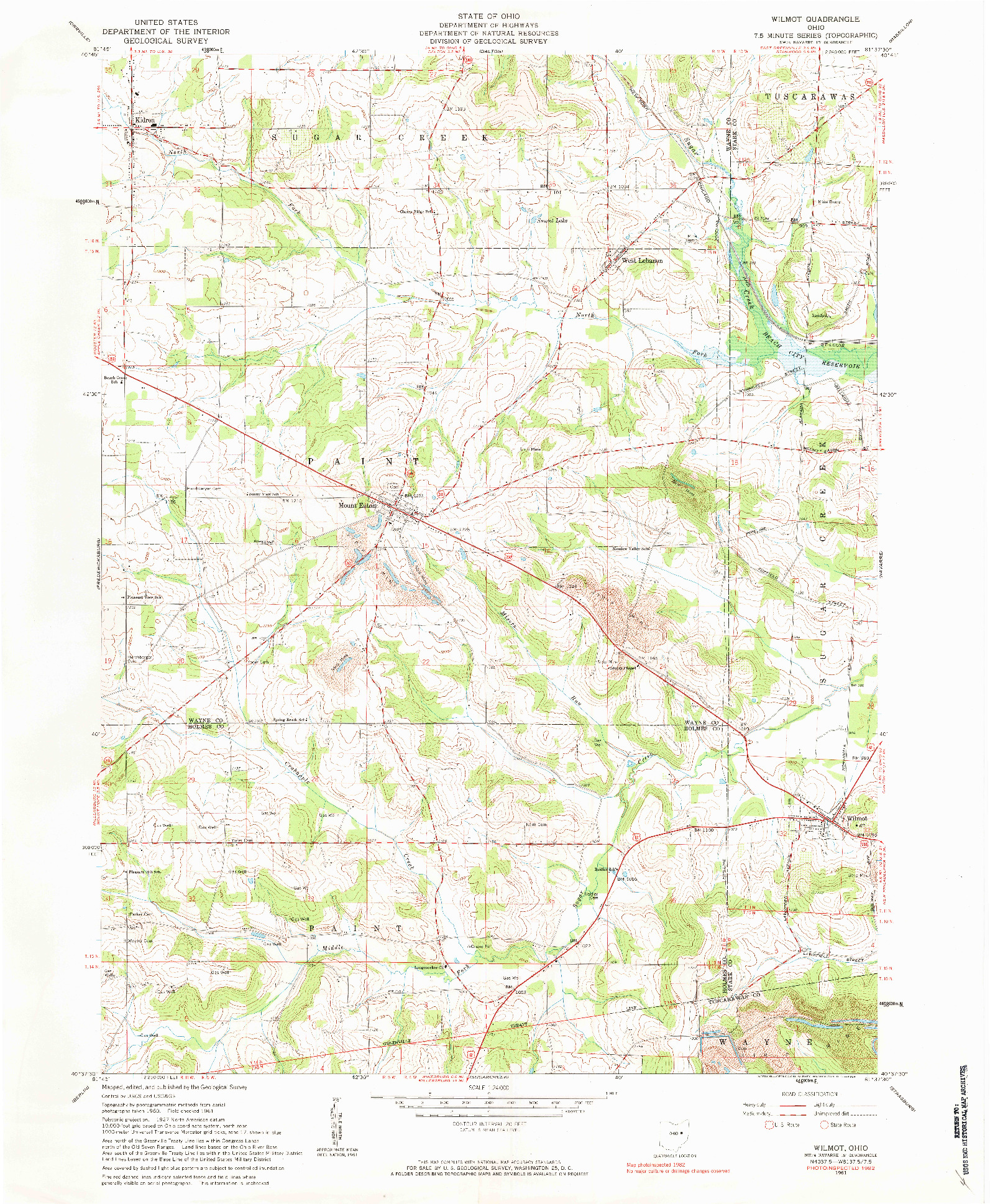 USGS 1:24000-SCALE QUADRANGLE FOR WILMOT, OH 1961