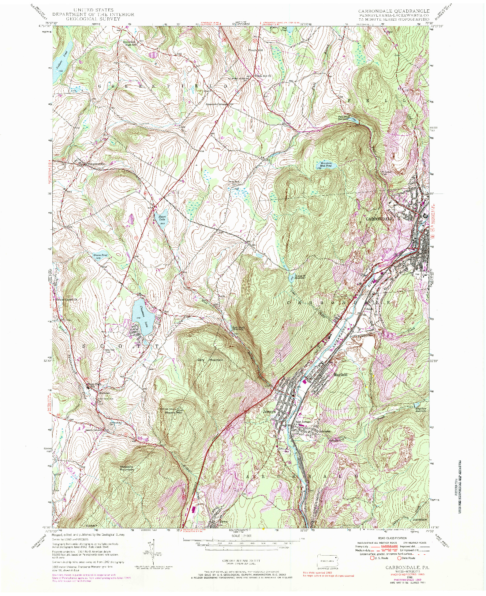 USGS 1:24000-SCALE QUADRANGLE FOR CARBONDALE, PA 1946