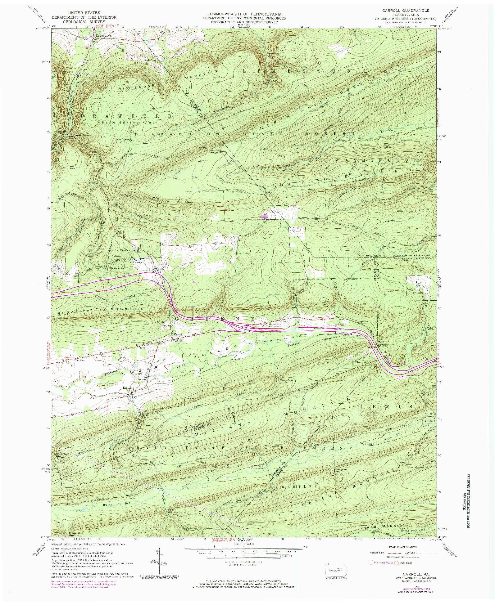 USGS 1:24000-SCALE QUADRANGLE FOR CARROLL, PA 1965