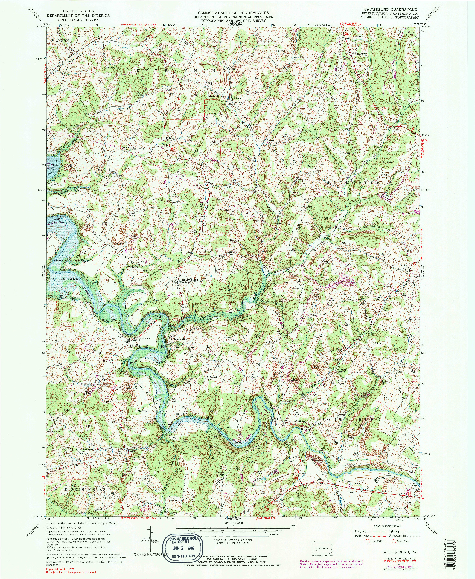 USGS 1:24000-SCALE QUADRANGLE FOR WHITESBURG, PA 1964