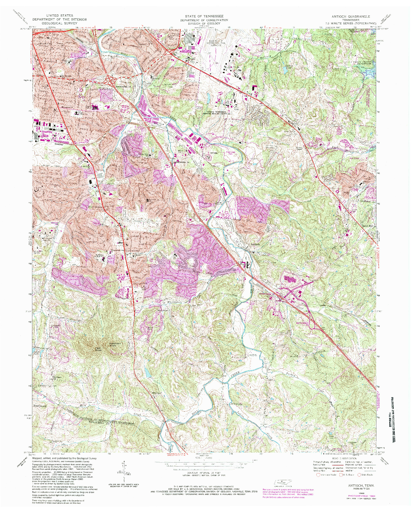 USGS 1:24000-SCALE QUADRANGLE FOR ANTIOCH, TN 1968