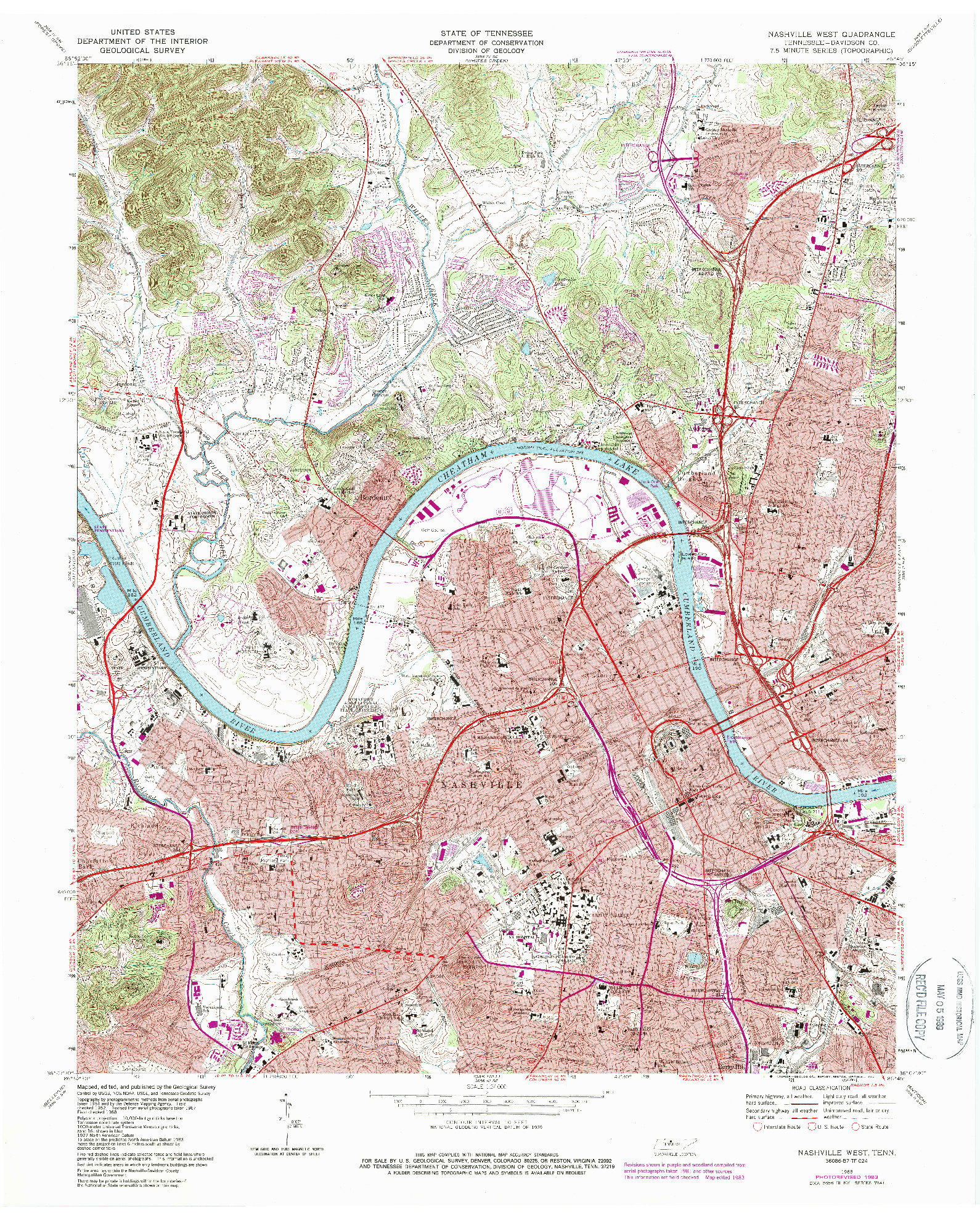 USGS 1:24000-SCALE QUADRANGLE FOR NASHVILLE WEST, TN 1968