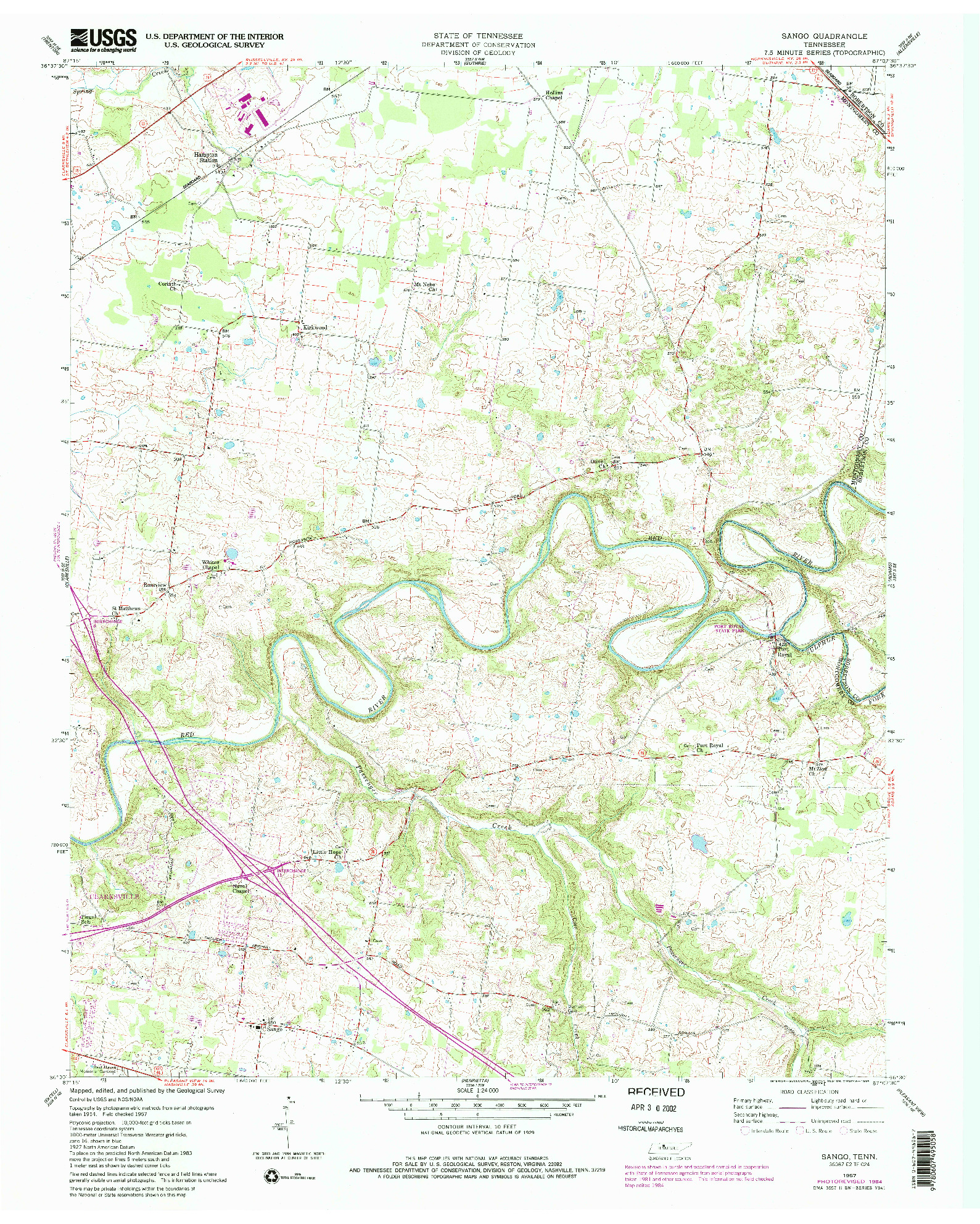 USGS 1:24000-SCALE QUADRANGLE FOR SANGO, TN 1957