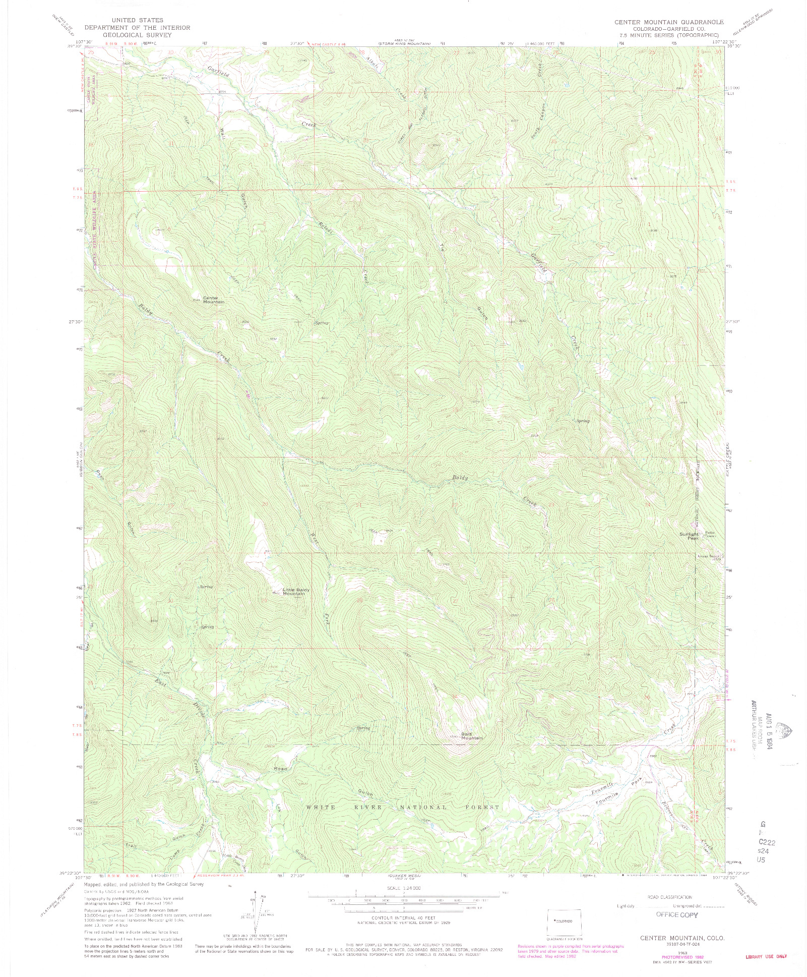 USGS 1:24000-SCALE QUADRANGLE FOR CENTER MOUNTAIN, CO 1963