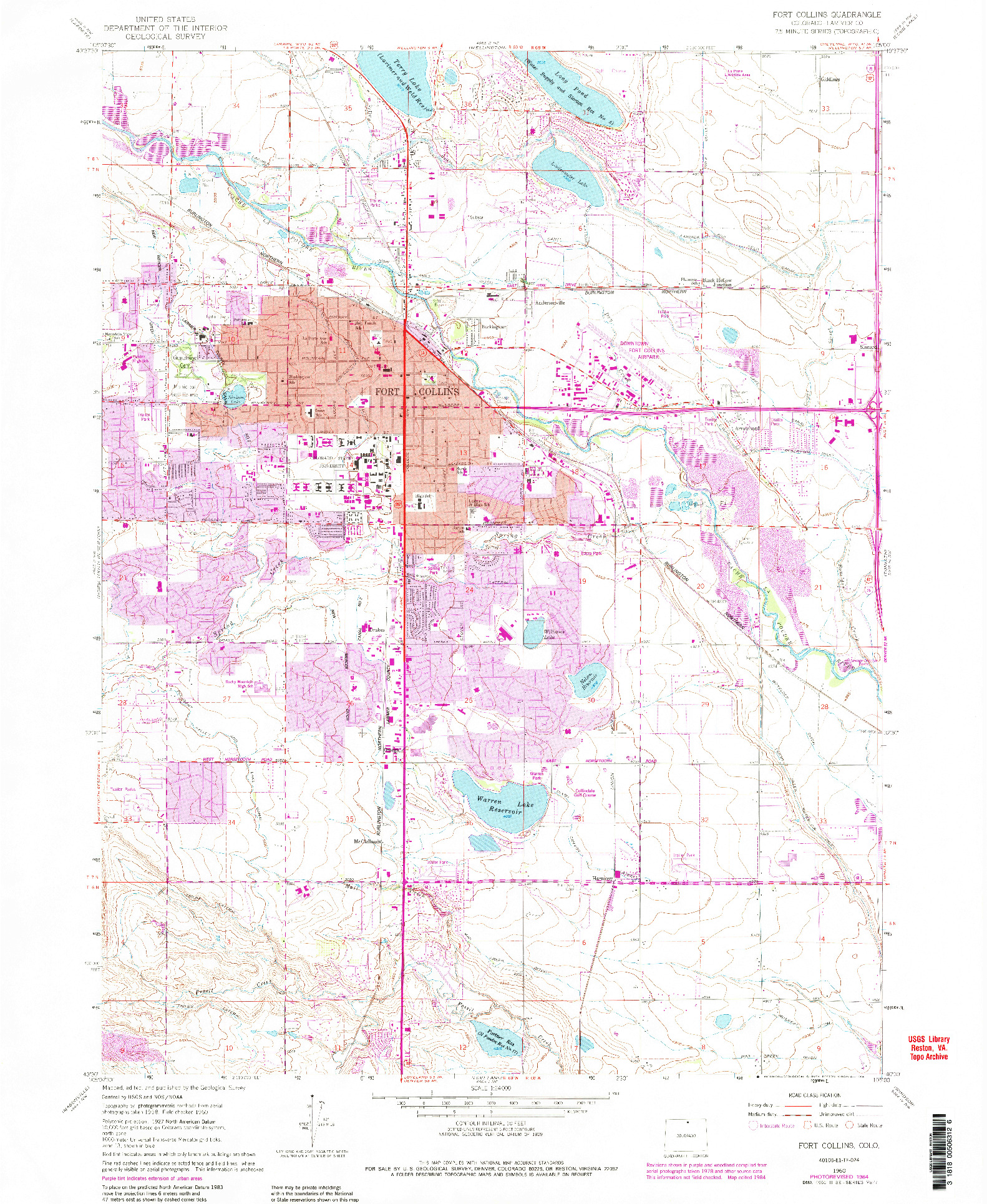 USGS 1:24000-SCALE QUADRANGLE FOR FORT COLLINS, CO 1960