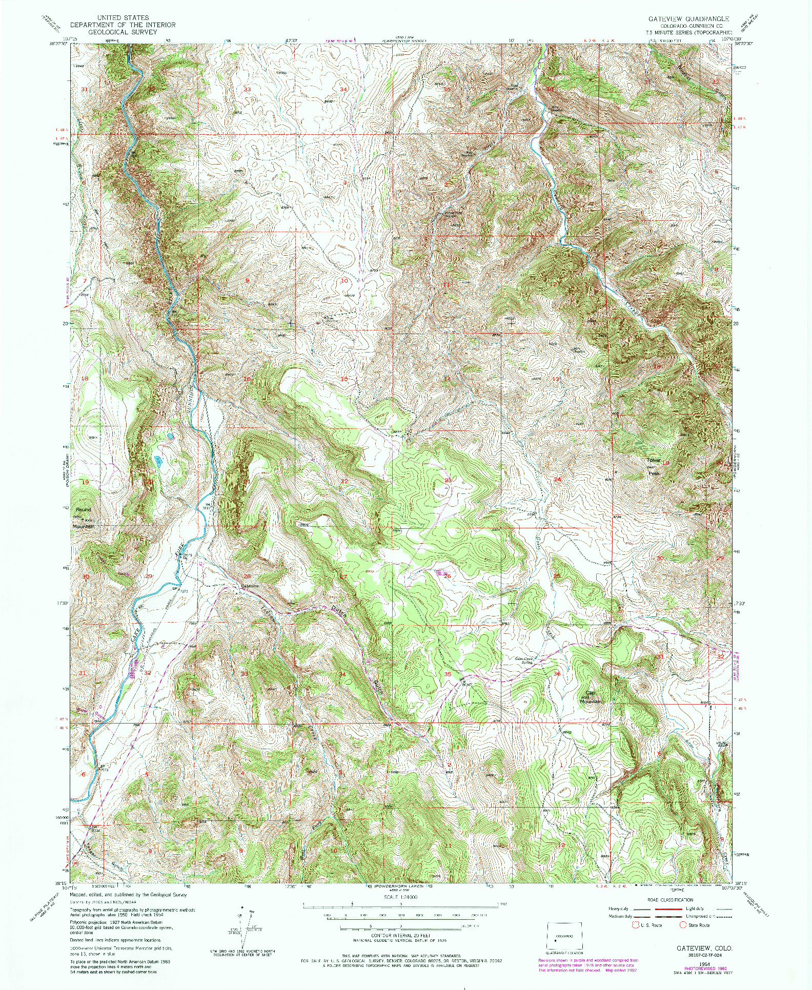 USGS 1:24000-SCALE QUADRANGLE FOR GATEVIEW, CO 1954