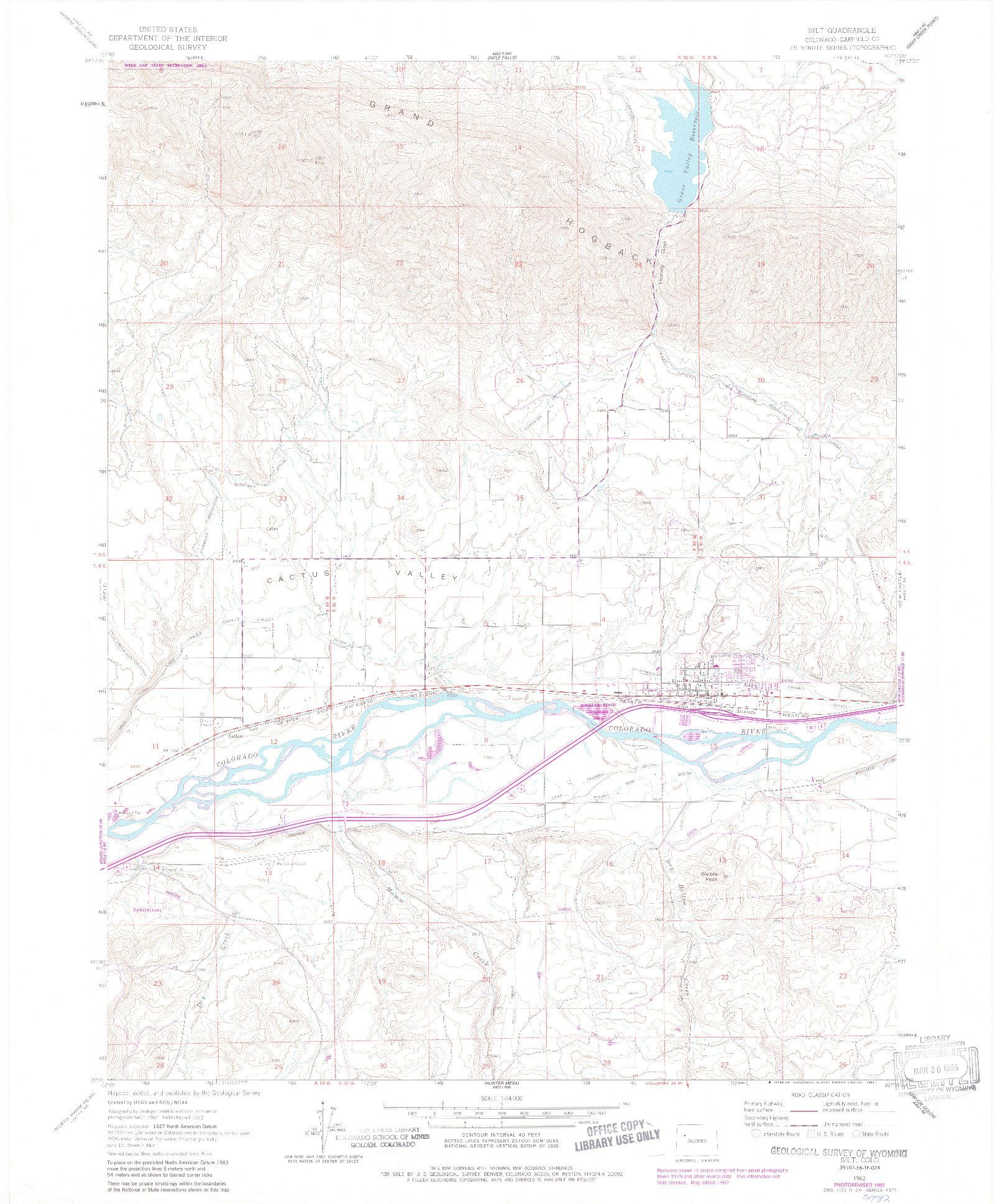 USGS 1:24000-SCALE QUADRANGLE FOR SILT, CO 1962