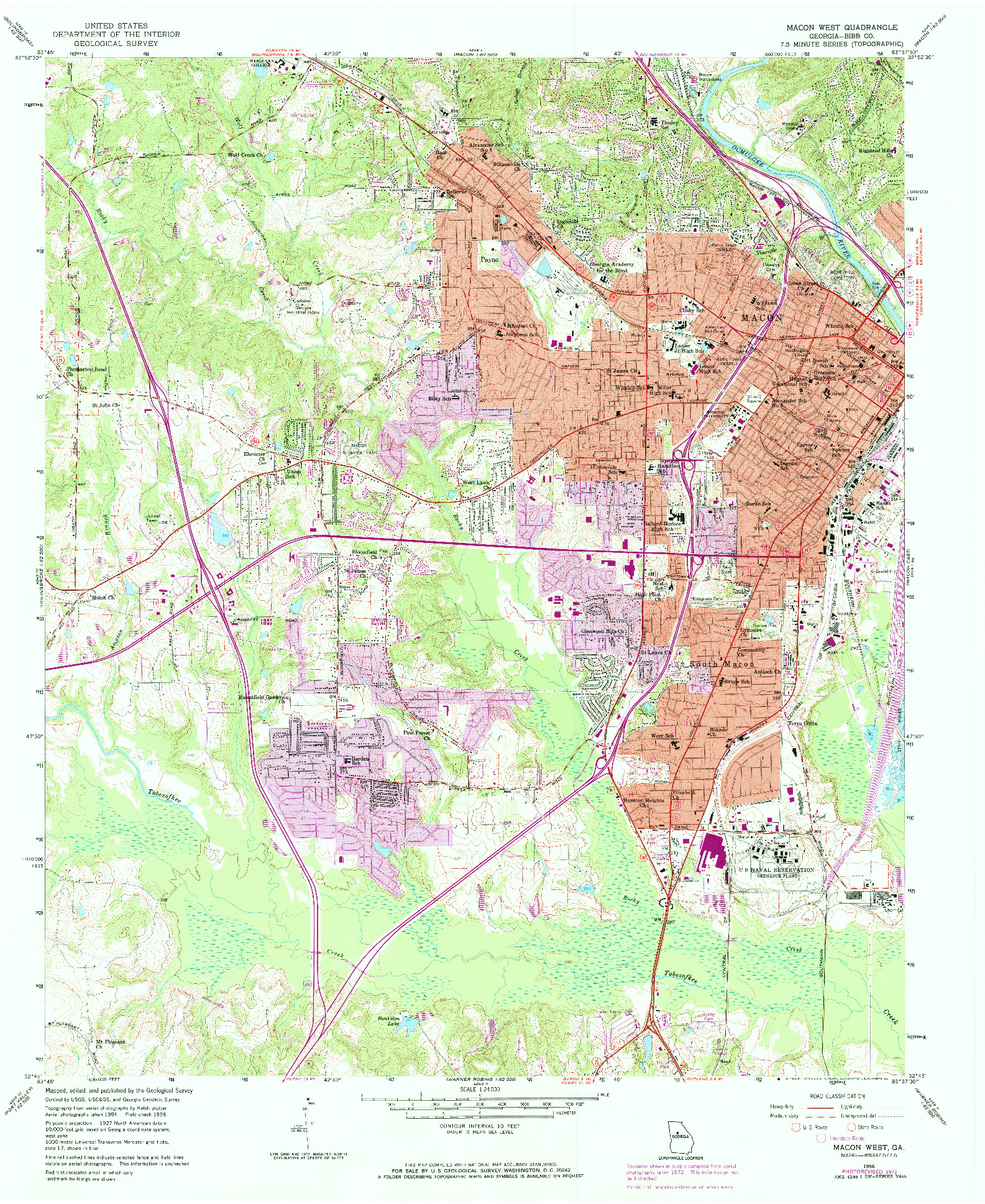 USGS 1:24000-SCALE QUADRANGLE FOR MACON WEST, GA 1956