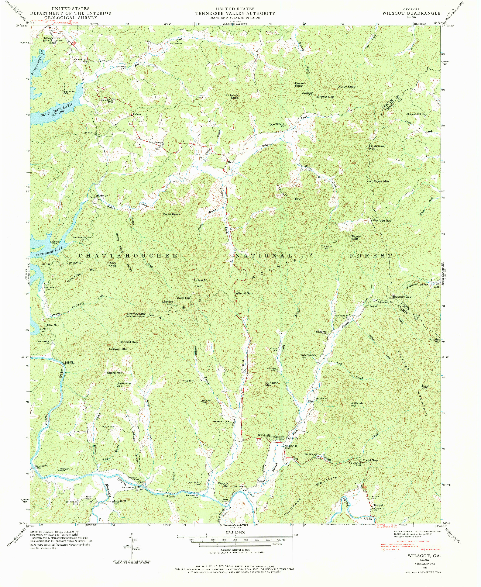 USGS 1:24000-SCALE QUADRANGLE FOR WILSCOT, GA 1946