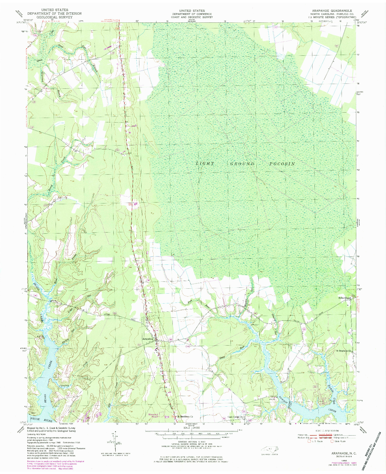 USGS 1:24000-SCALE QUADRANGLE FOR ARAPAHOE, NC 1950