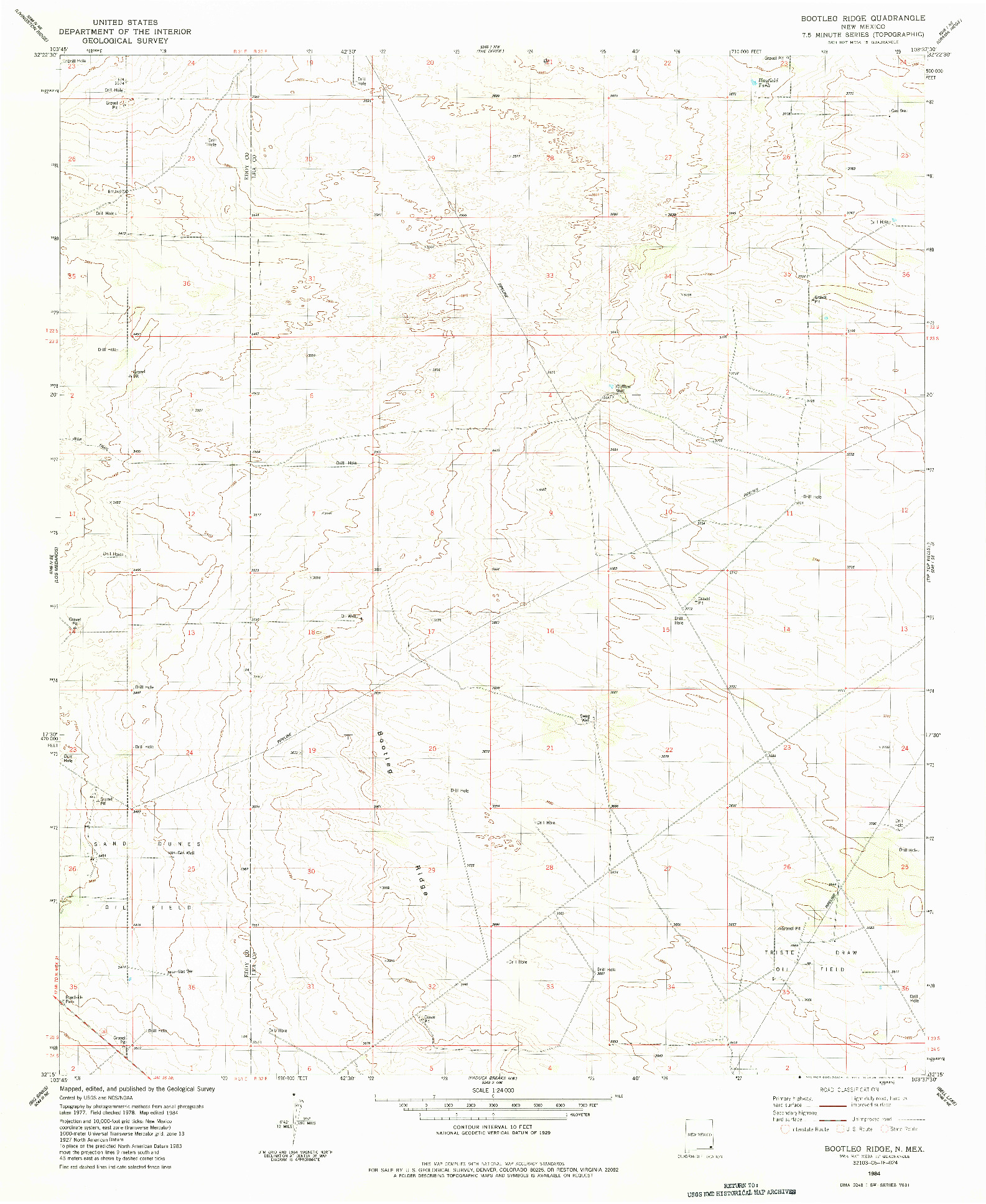 USGS 1:24000-SCALE QUADRANGLE FOR BOOTLEG RIDGE, NM 1984