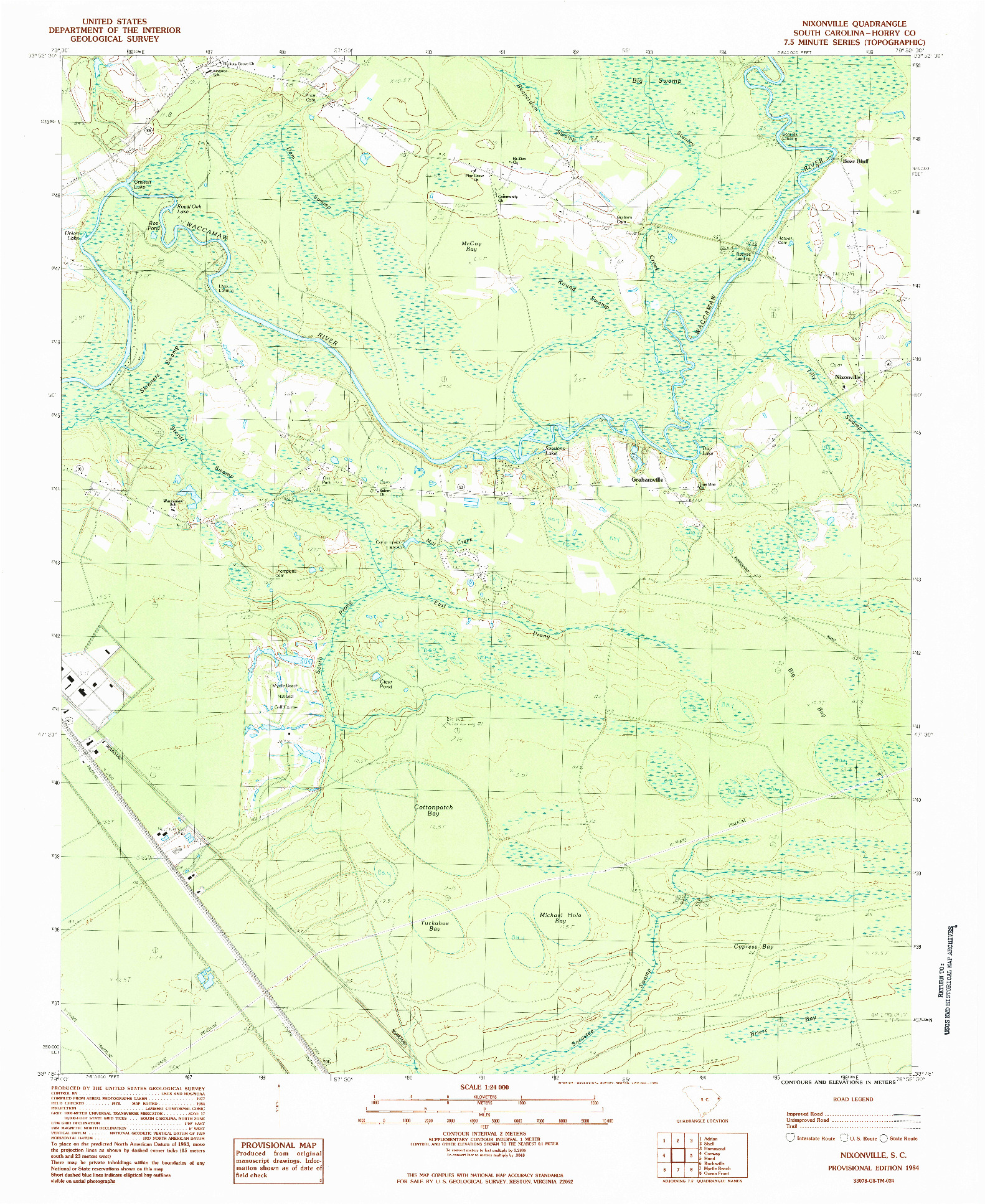 USGS 1:24000-SCALE QUADRANGLE FOR NIXONVILLE, SC 1984