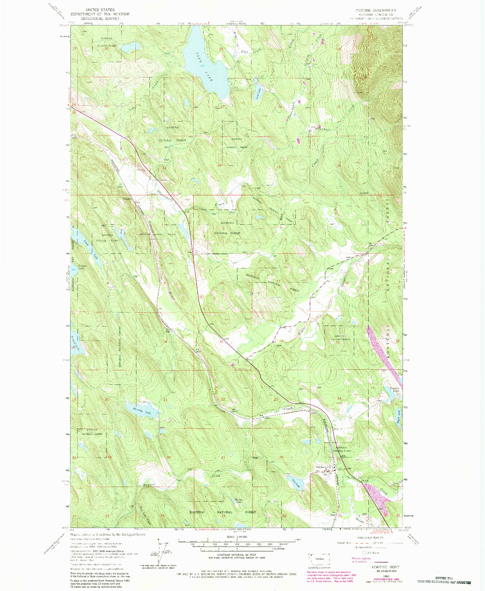 USGS 1:24000-SCALE QUADRANGLE FOR FORTINE, MT 1963