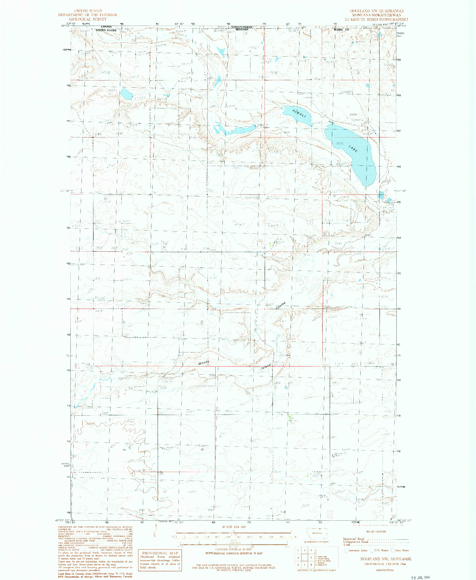 USGS 1:24000-SCALE QUADRANGLE FOR HOGELAND NW, MT 1984