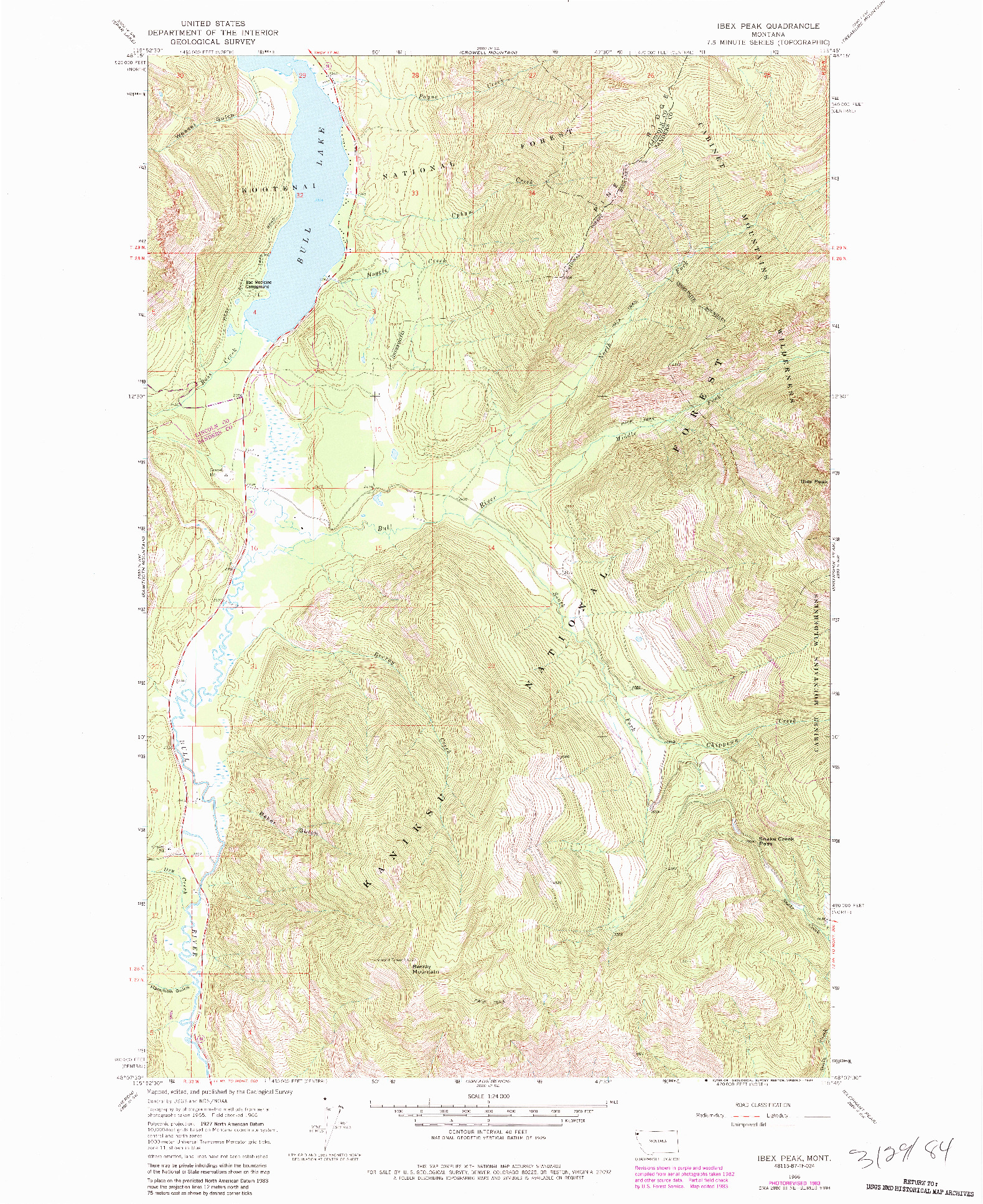 USGS 1:24000-SCALE QUADRANGLE FOR IBEX PEAK, MT 1966