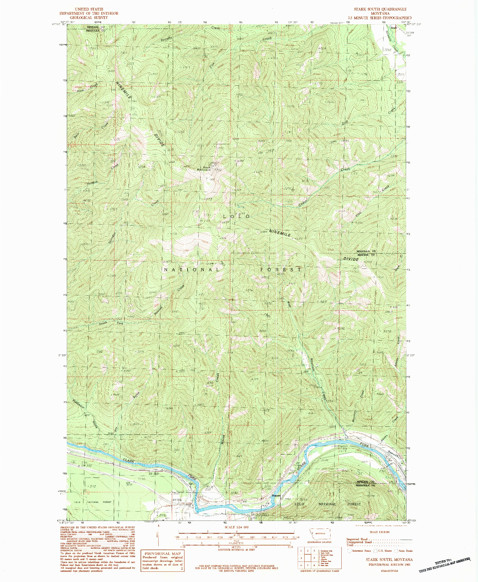 USGS 1:24000-SCALE QUADRANGLE FOR STARK SOUTH, MT 1983