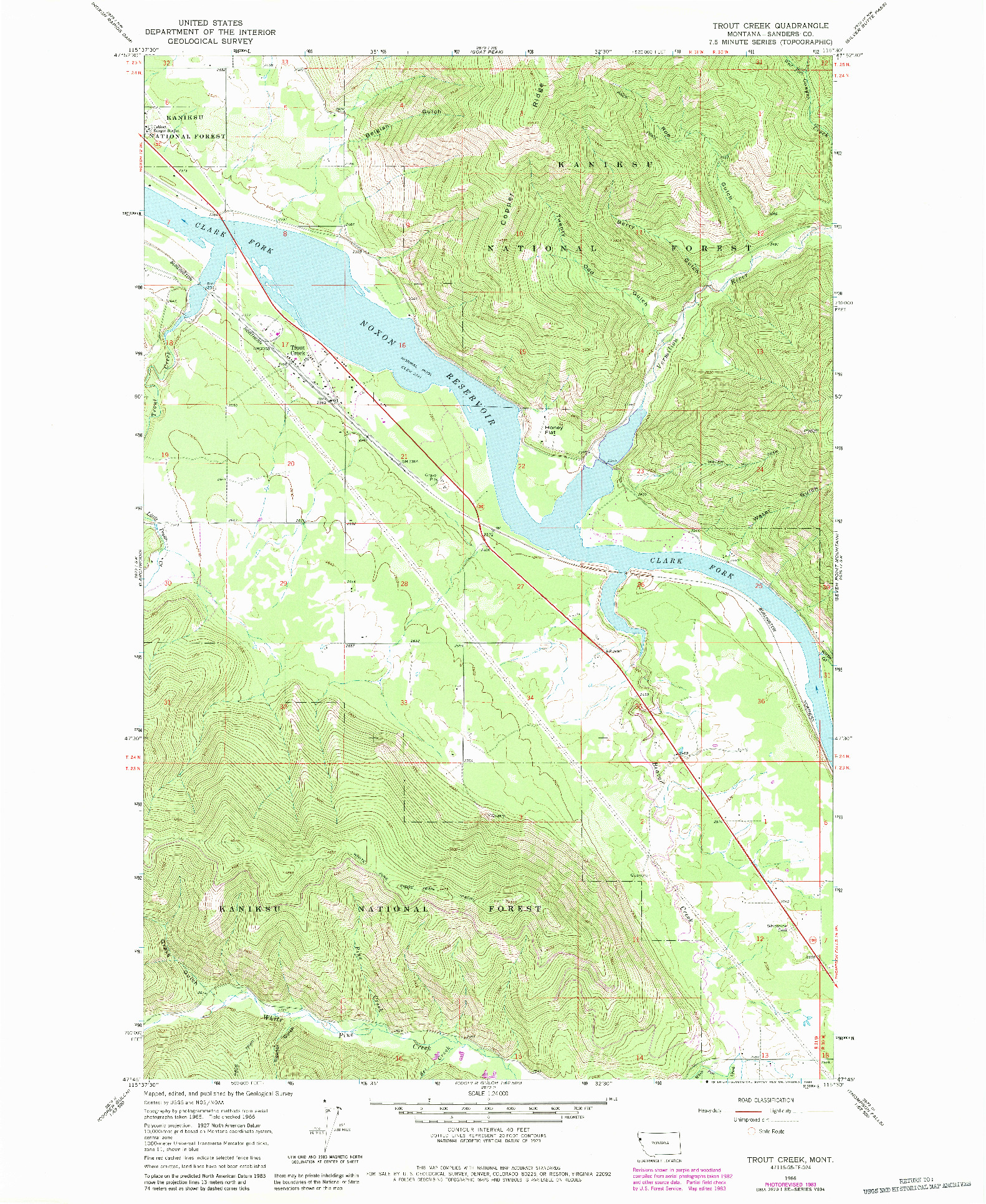 USGS 1:24000-SCALE QUADRANGLE FOR TROUT CREEK, MT 1966