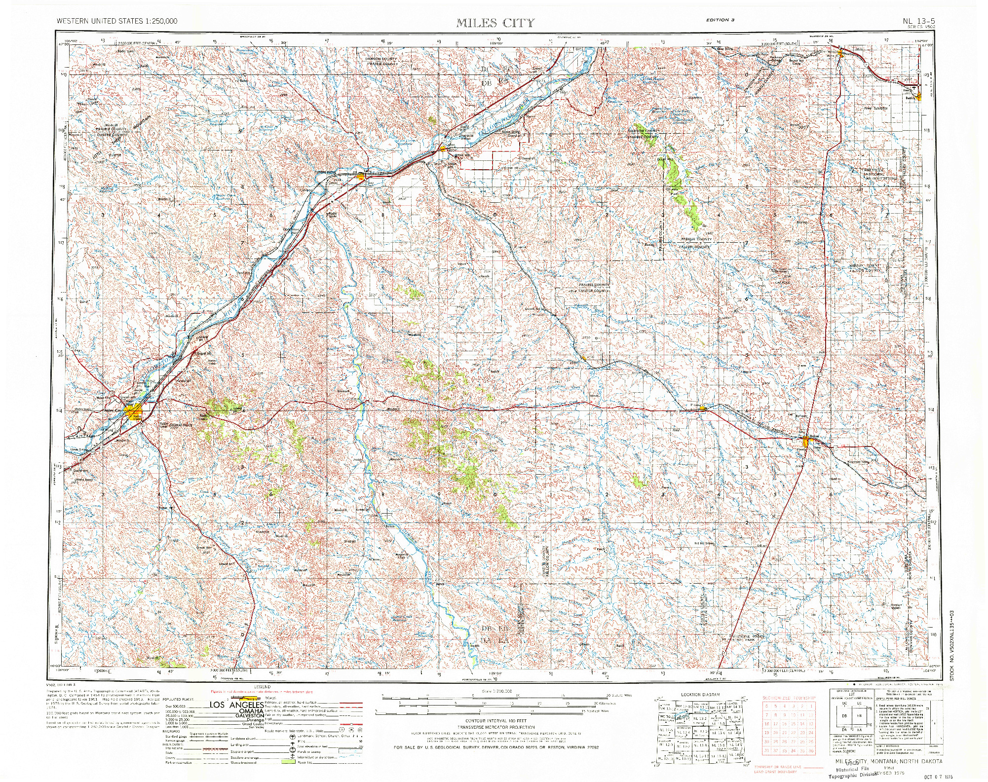 USGS 1:250000-SCALE QUADRANGLE FOR MILES CITY, MT 1953
