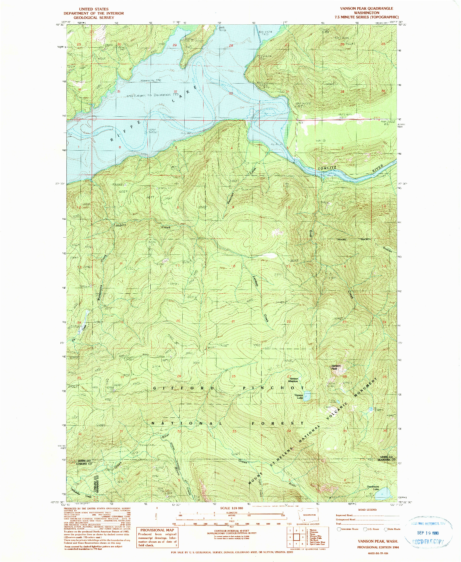 USGS 1:24000-SCALE QUADRANGLE FOR VANSON PEAK, WA 1984