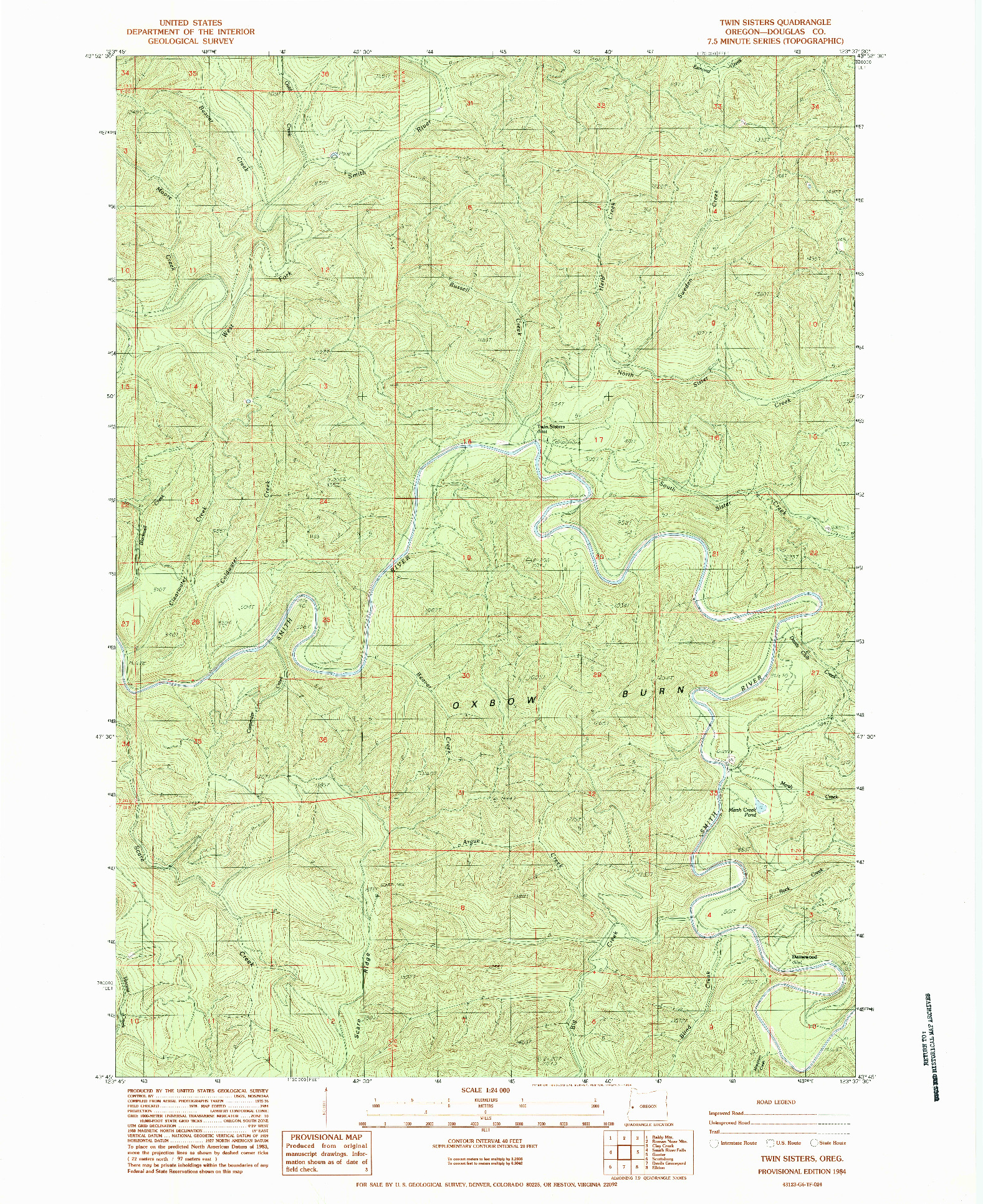 USGS 1:24000-SCALE QUADRANGLE FOR TWIN SISTERS, OR 1984