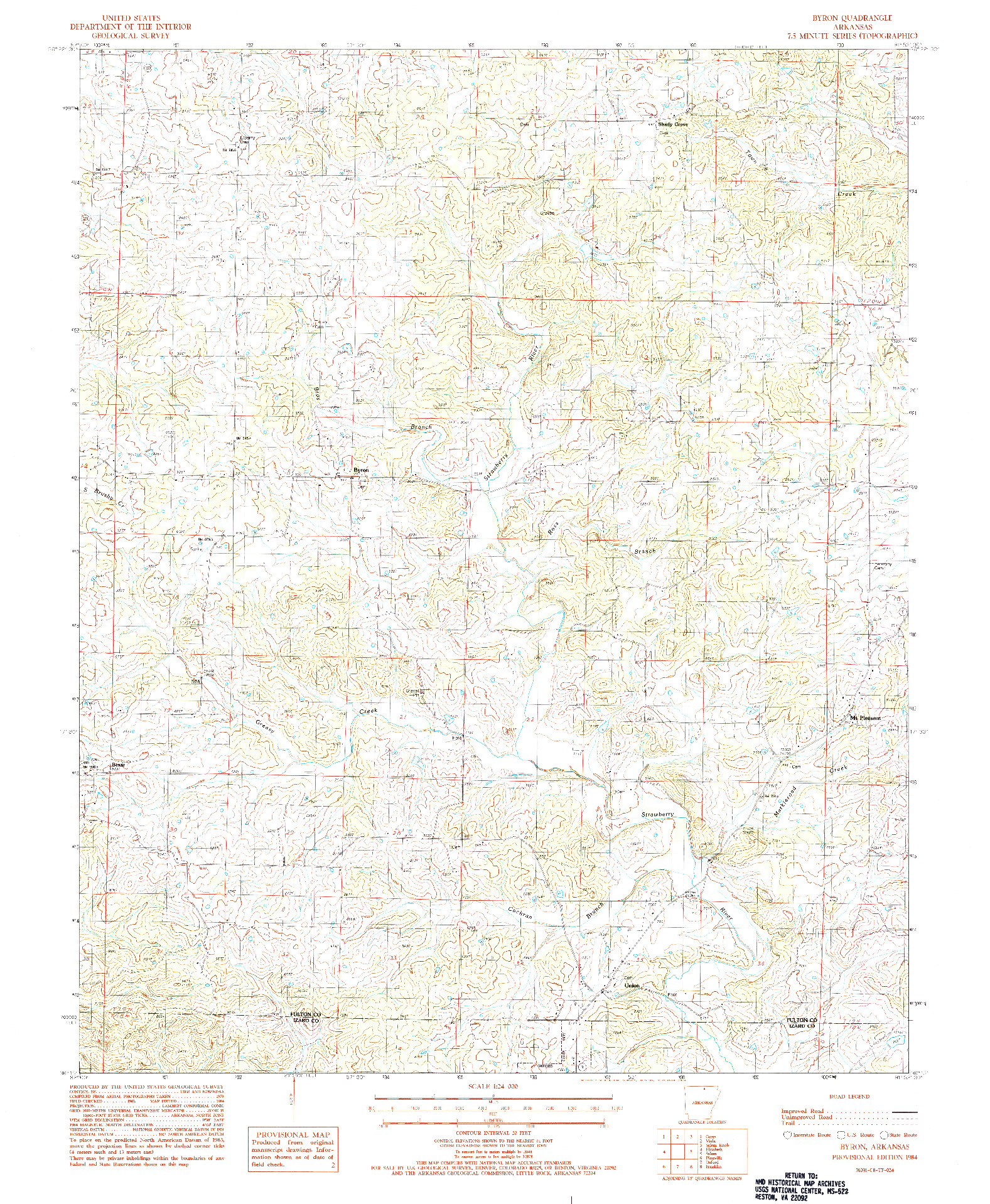 USGS 1:24000-SCALE QUADRANGLE FOR BYRON, AR 1984