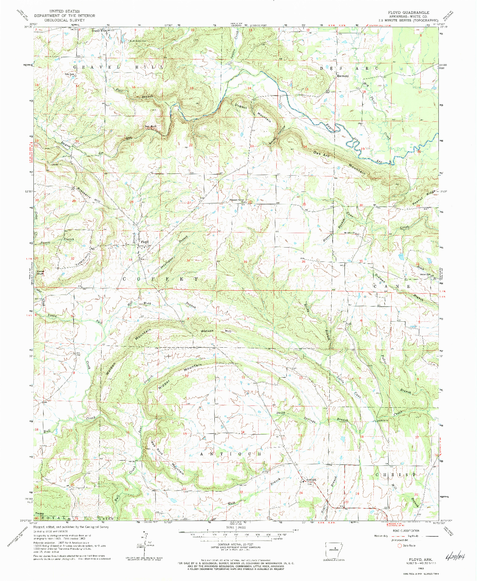 USGS 1:24000-SCALE QUADRANGLE FOR FLOYD, AR 1963