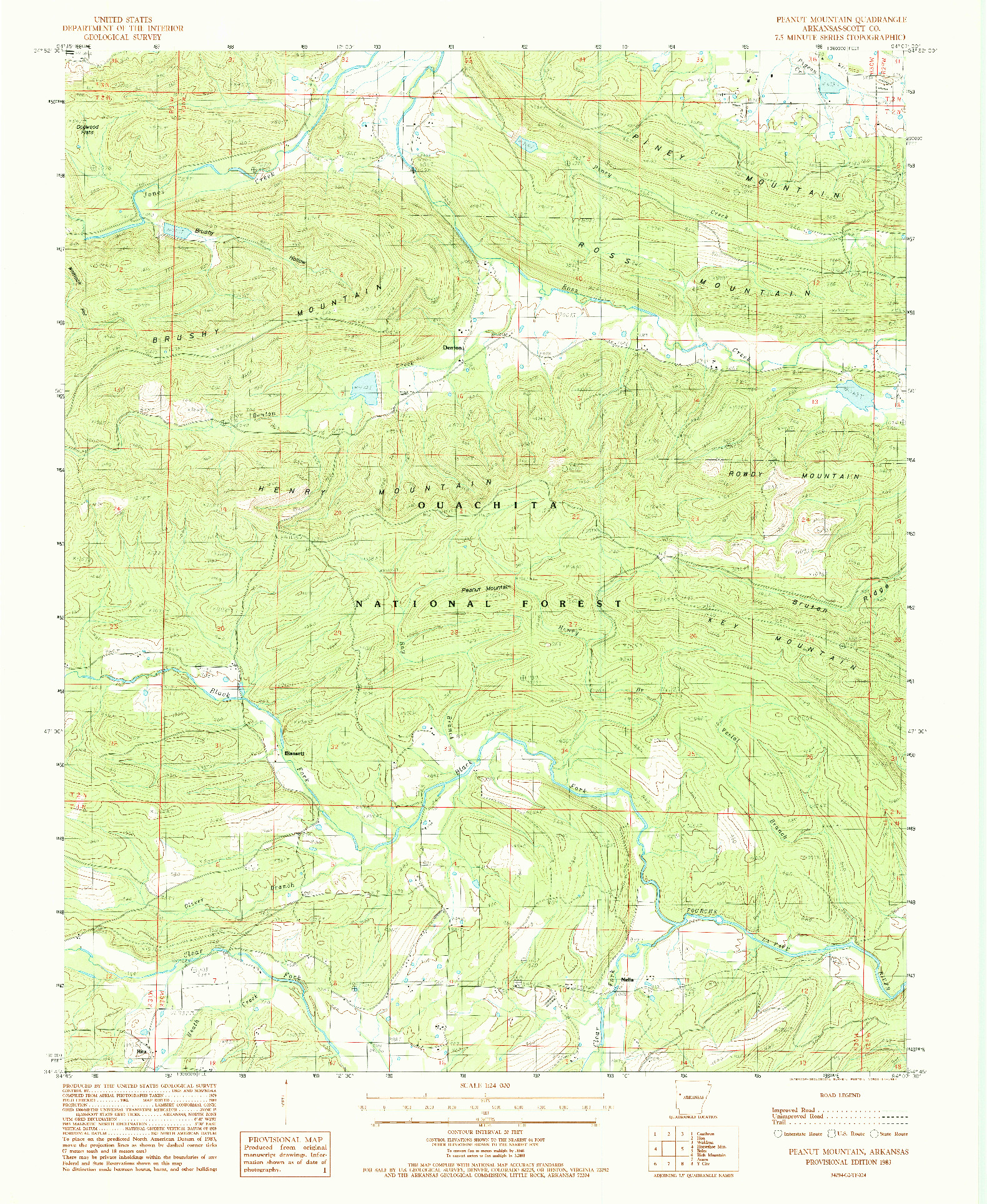 USGS 1:24000-SCALE QUADRANGLE FOR PEANUT MOUNTAIN, AR 1983
