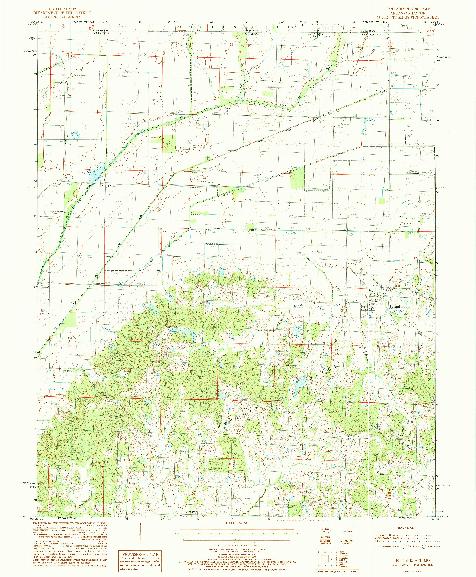 USGS 1:24000-SCALE QUADRANGLE FOR POLLARD, AR 1984