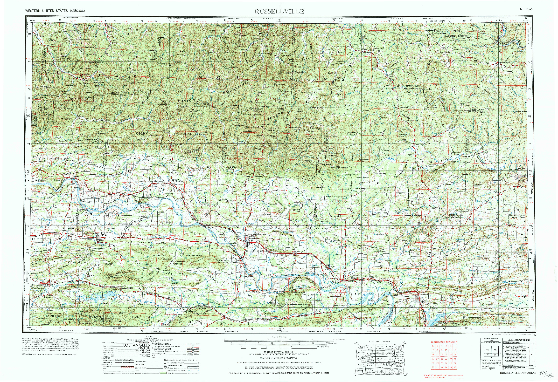 USGS 1:250000-SCALE QUADRANGLE FOR RUSSELLVILLE, AR 1984
