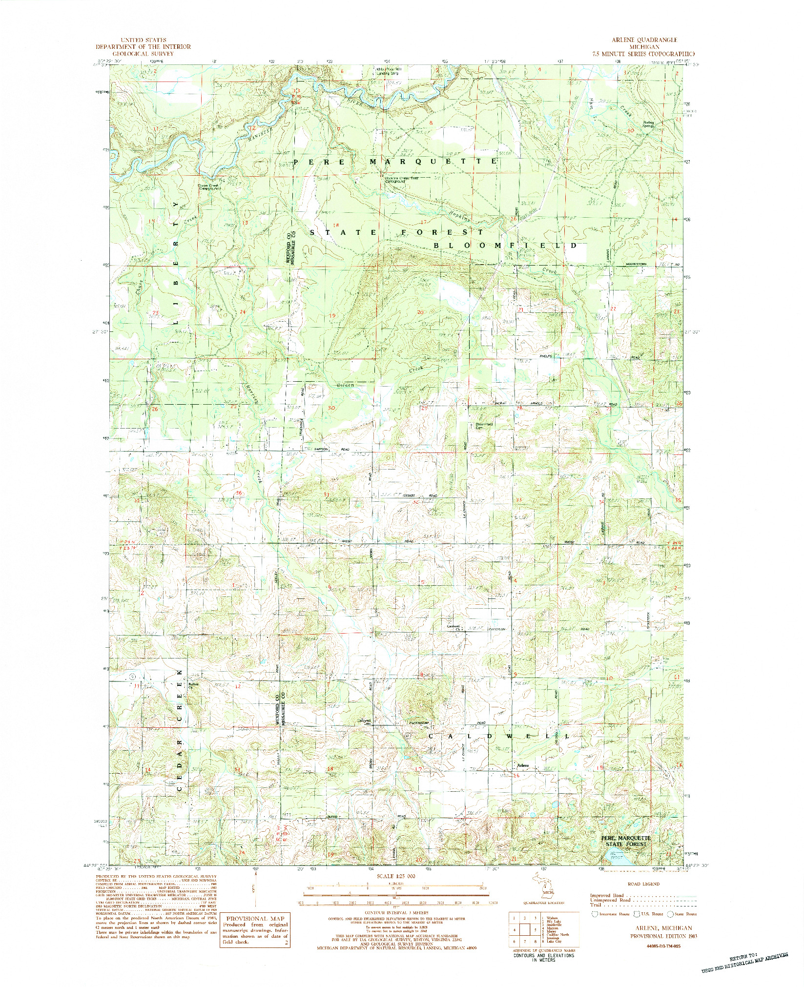 USGS 1:24000-SCALE QUADRANGLE FOR ARLENE, MI 1983
