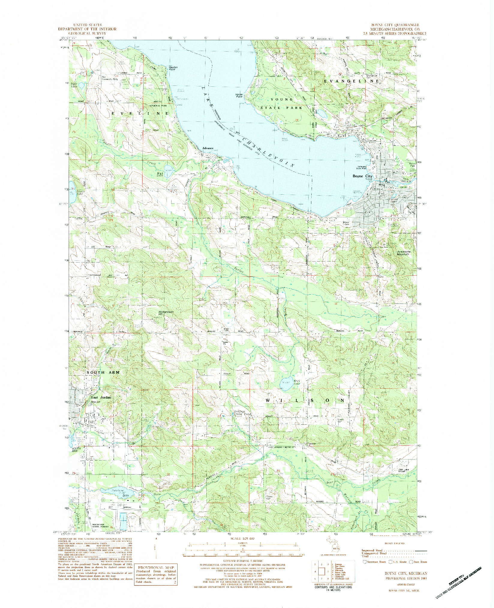 USGS 1:24000-SCALE QUADRANGLE FOR BOYNE CITY, MI 1983