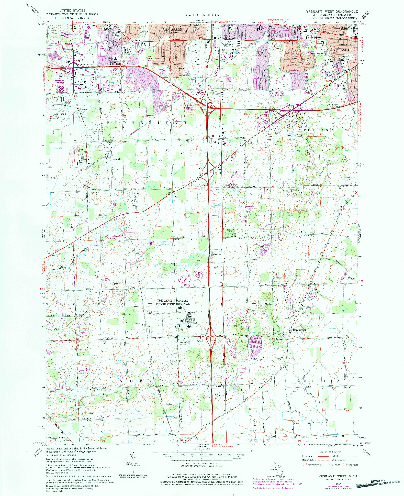 USGS 1:24000-SCALE QUADRANGLE FOR YPSILANTI WEST, MI 1967