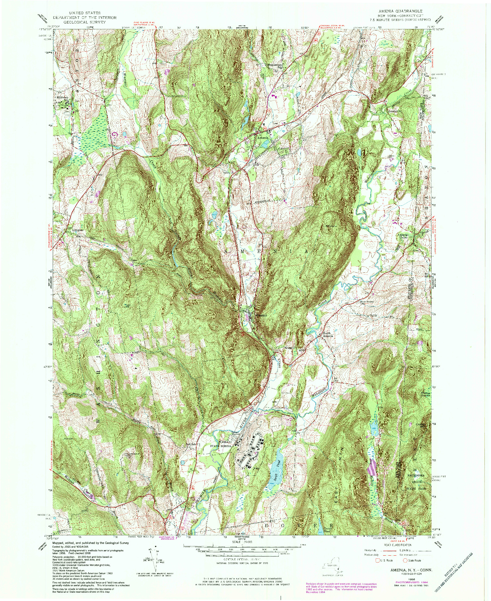 USGS 1:24000-SCALE QUADRANGLE FOR AMENIA, NY 1958