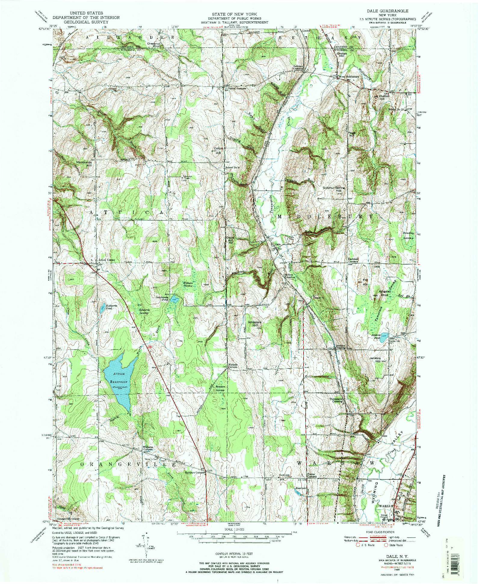 USGS 1:24000-SCALE QUADRANGLE FOR DALE, NY 1949