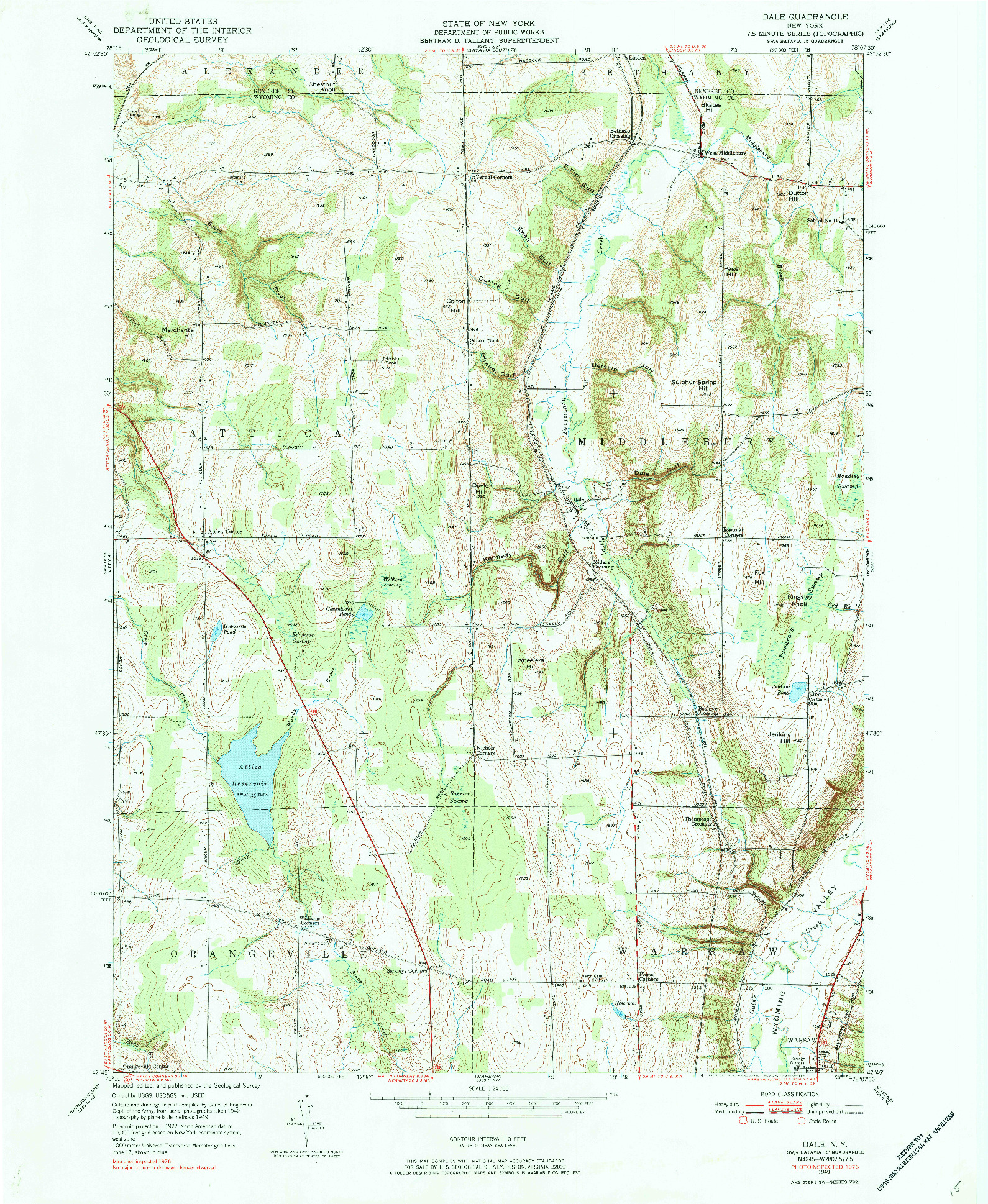 USGS 1:24000-SCALE QUADRANGLE FOR DALE, NY 1949