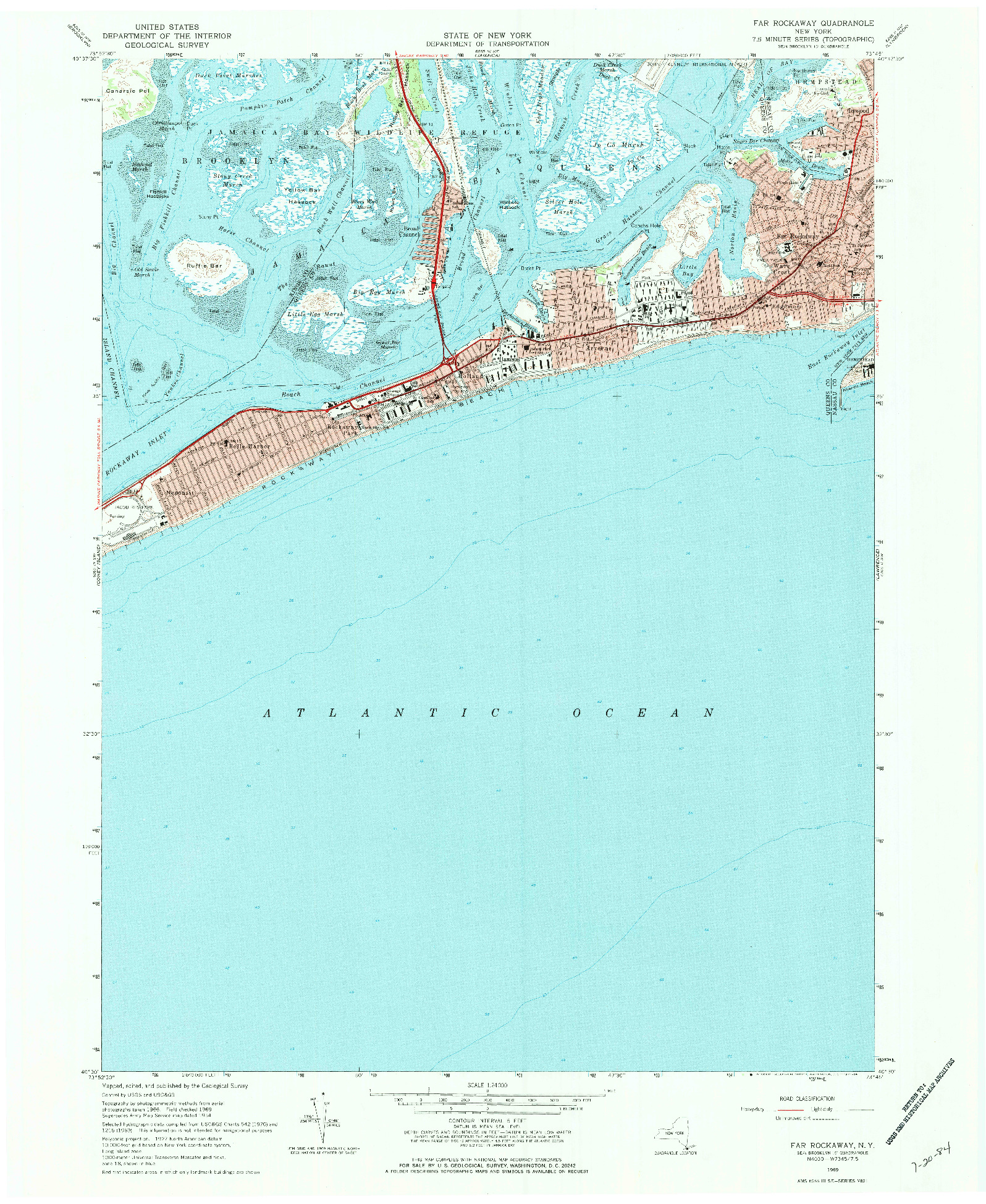 USGS 1:24000-SCALE QUADRANGLE FOR FAR ROCKAWAY, NY 1969