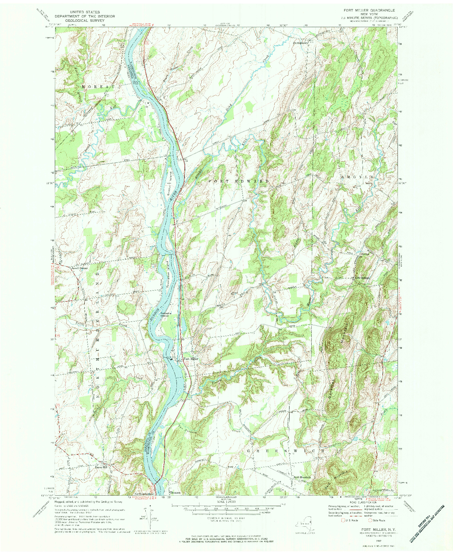 USGS 1:24000-SCALE QUADRANGLE FOR FT MILLER, NY 1967
