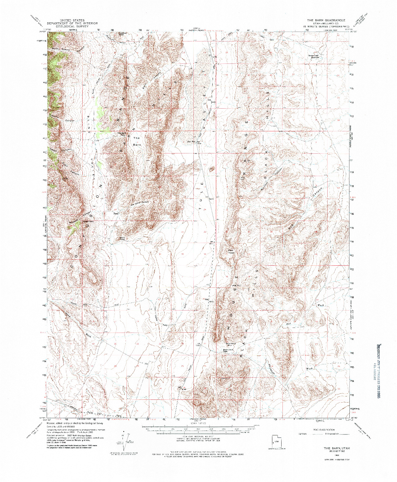 USGS 1:62500-SCALE QUADRANGLE FOR THE BARN, UT 1960