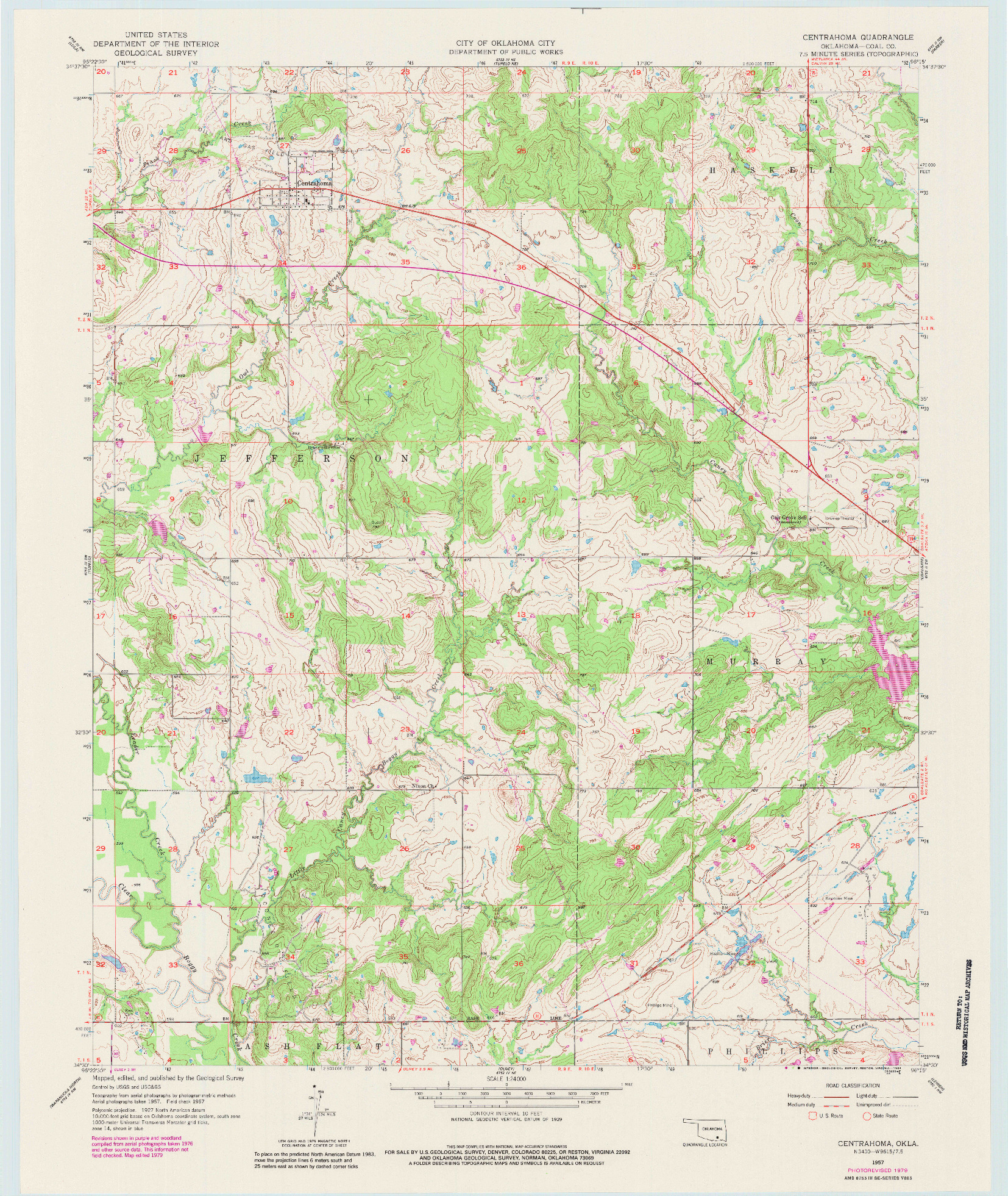 USGS 1:24000-SCALE QUADRANGLE FOR CENTRAHOMA, OK 1957