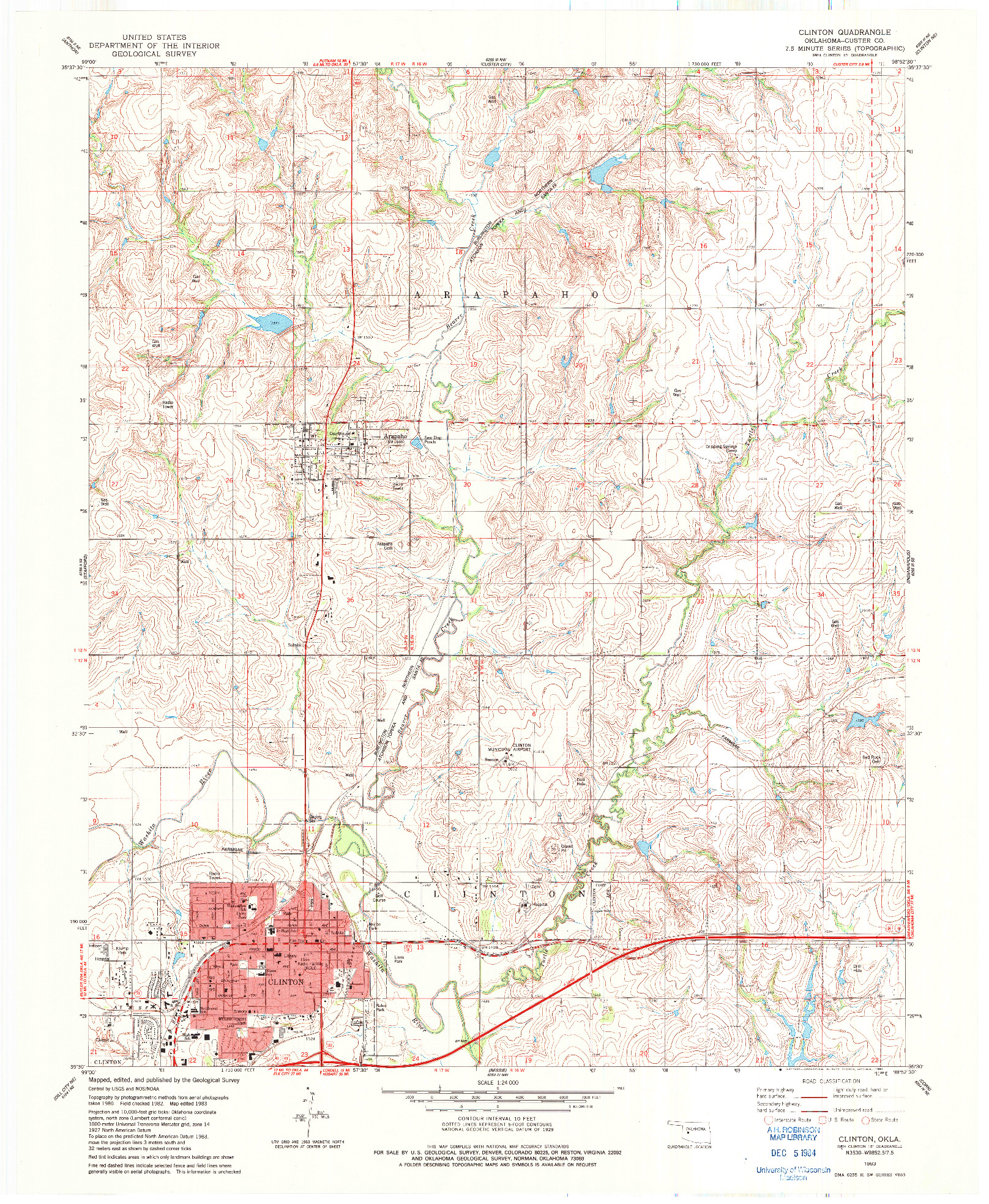 USGS 1:24000-SCALE QUADRANGLE FOR CLINTON, OK 1983