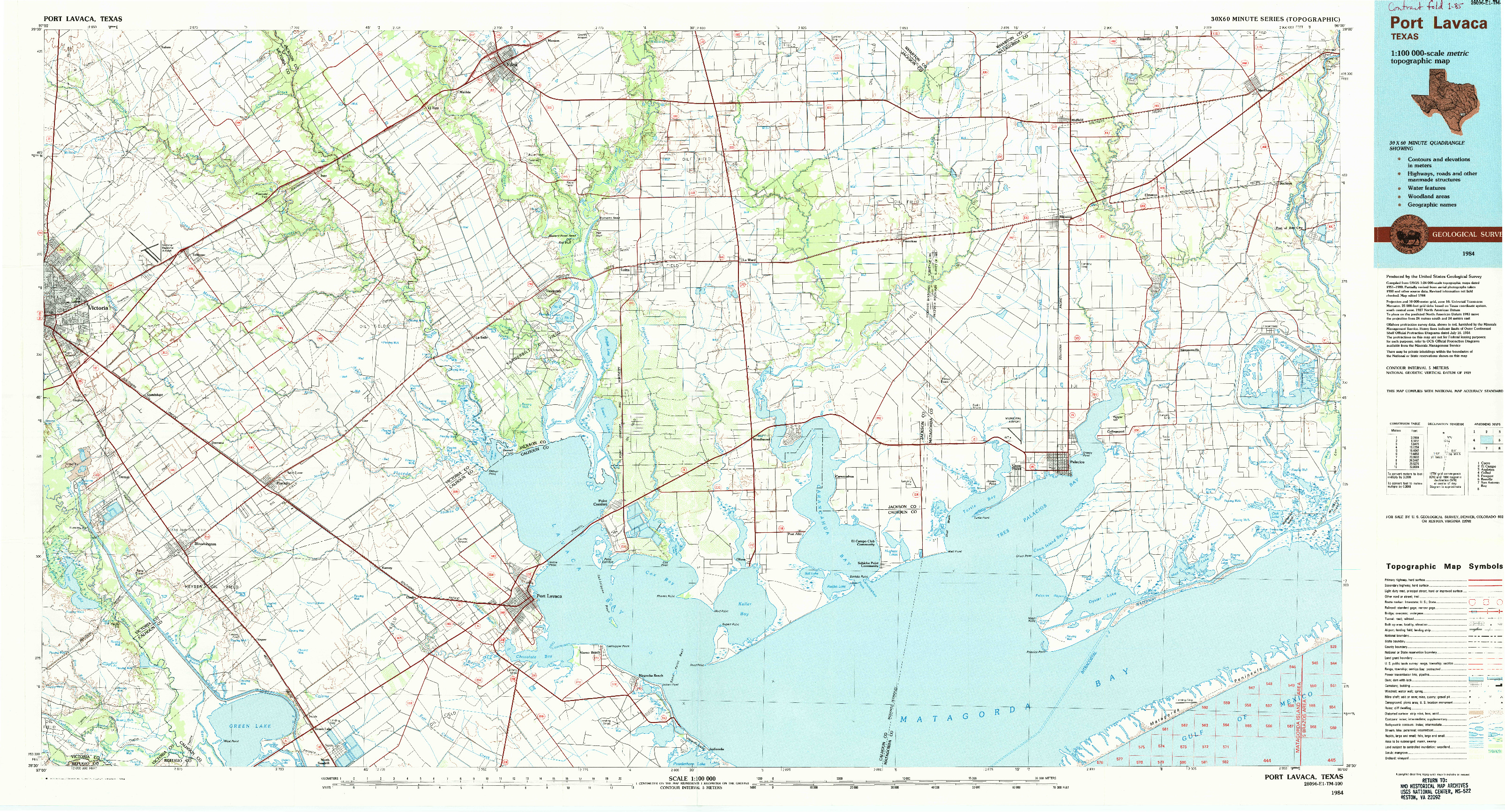USGS 1:100000-SCALE QUADRANGLE FOR PORT LAVACA, TX 1984