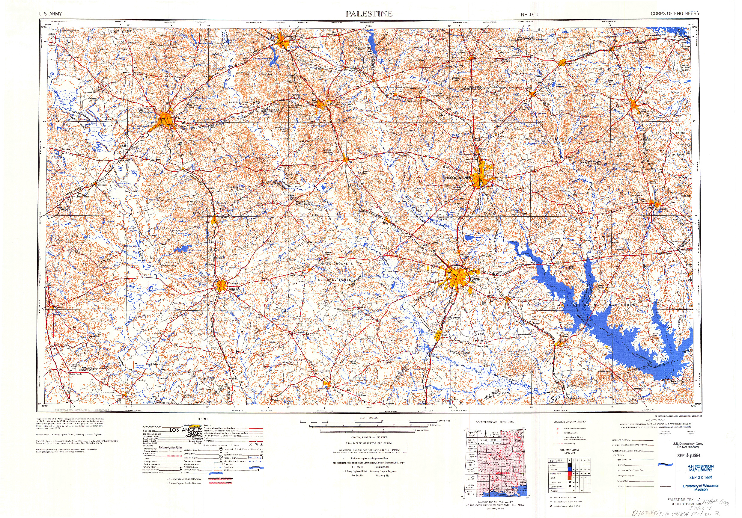 USGS 1:250000-SCALE QUADRANGLE FOR PALESTINE, TX 1984